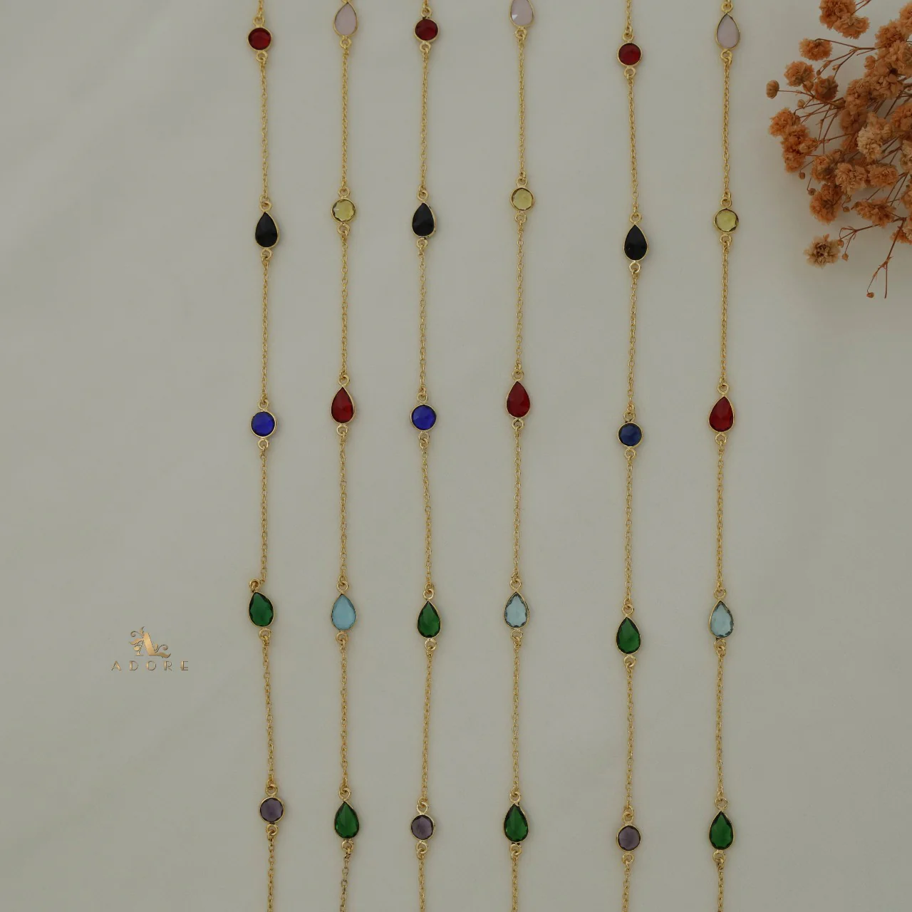 11 Stone Multicolour Long Chain - Image 11