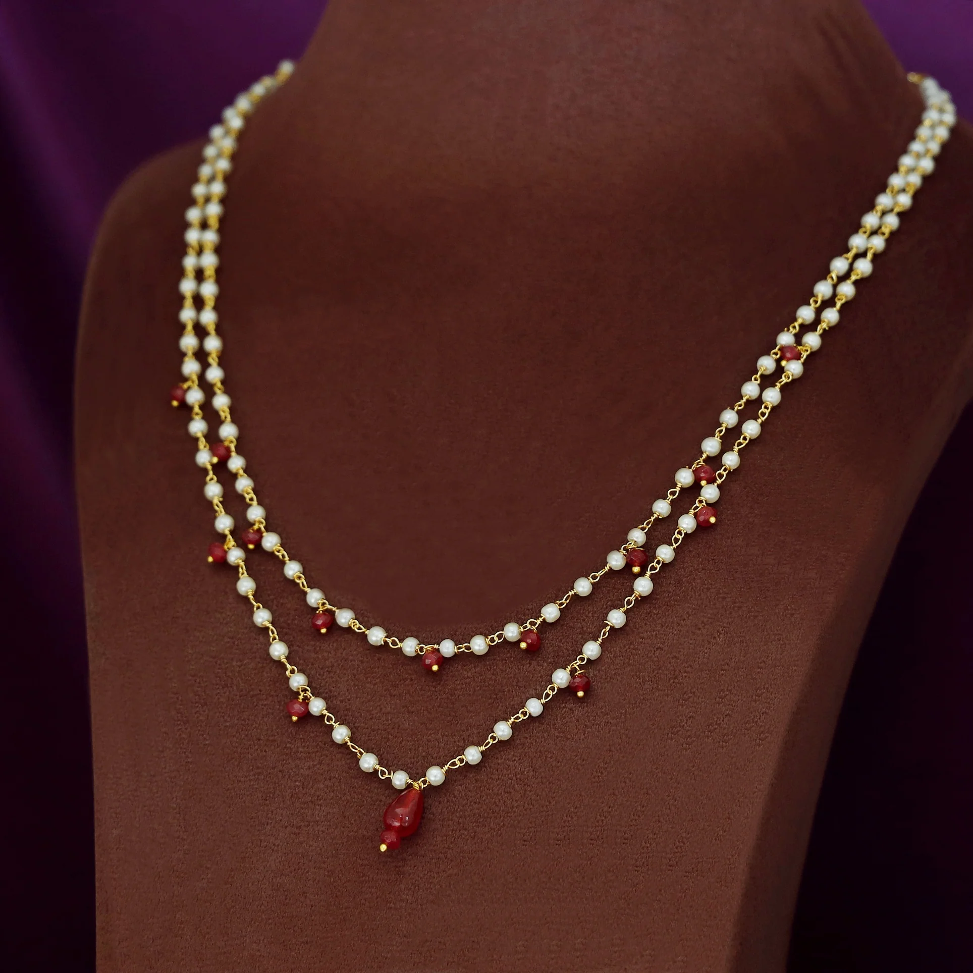 2 Layer Pearl Beaded Neckpiece - Image 2