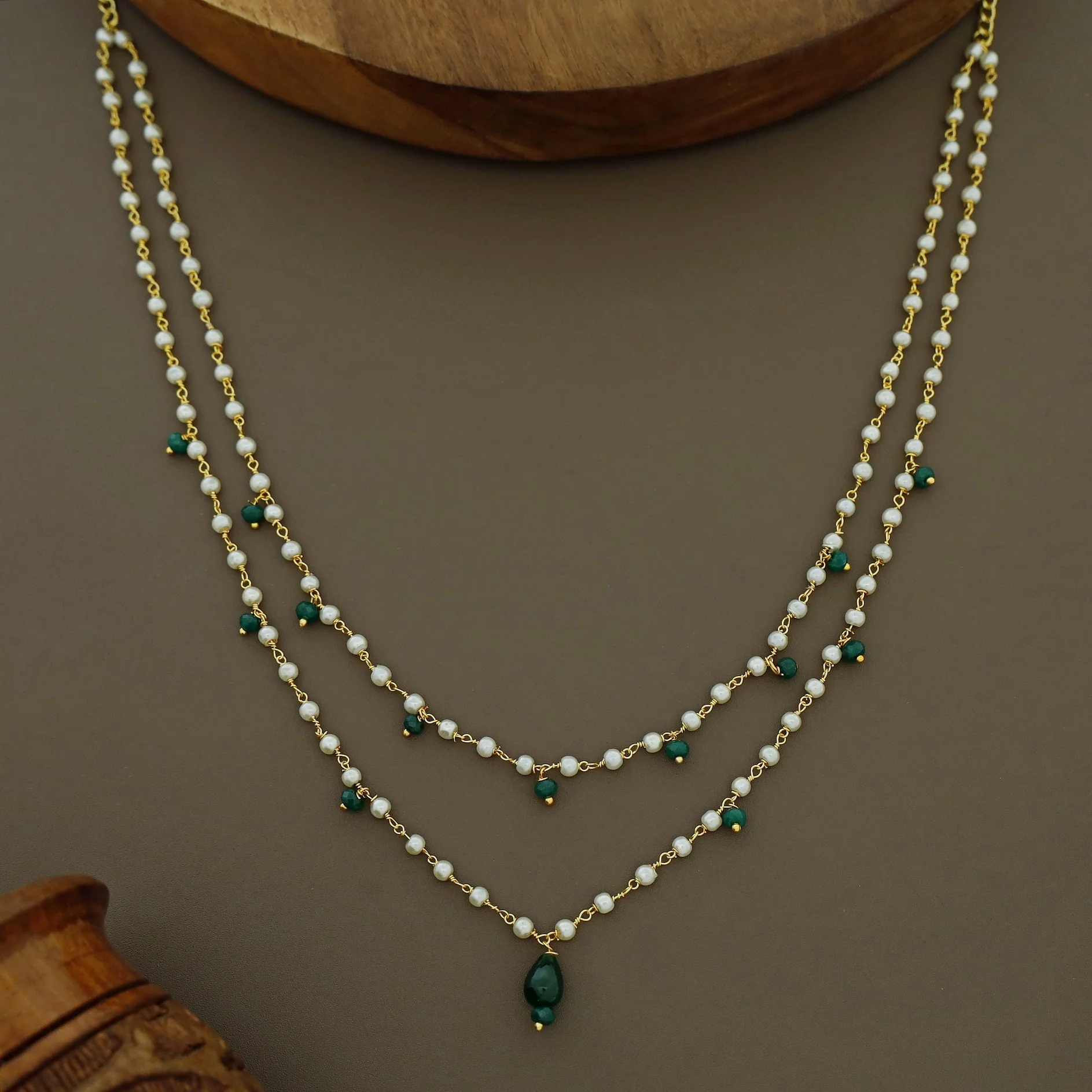 2 Layer Pearl Beaded Neckpiece - Image 3
