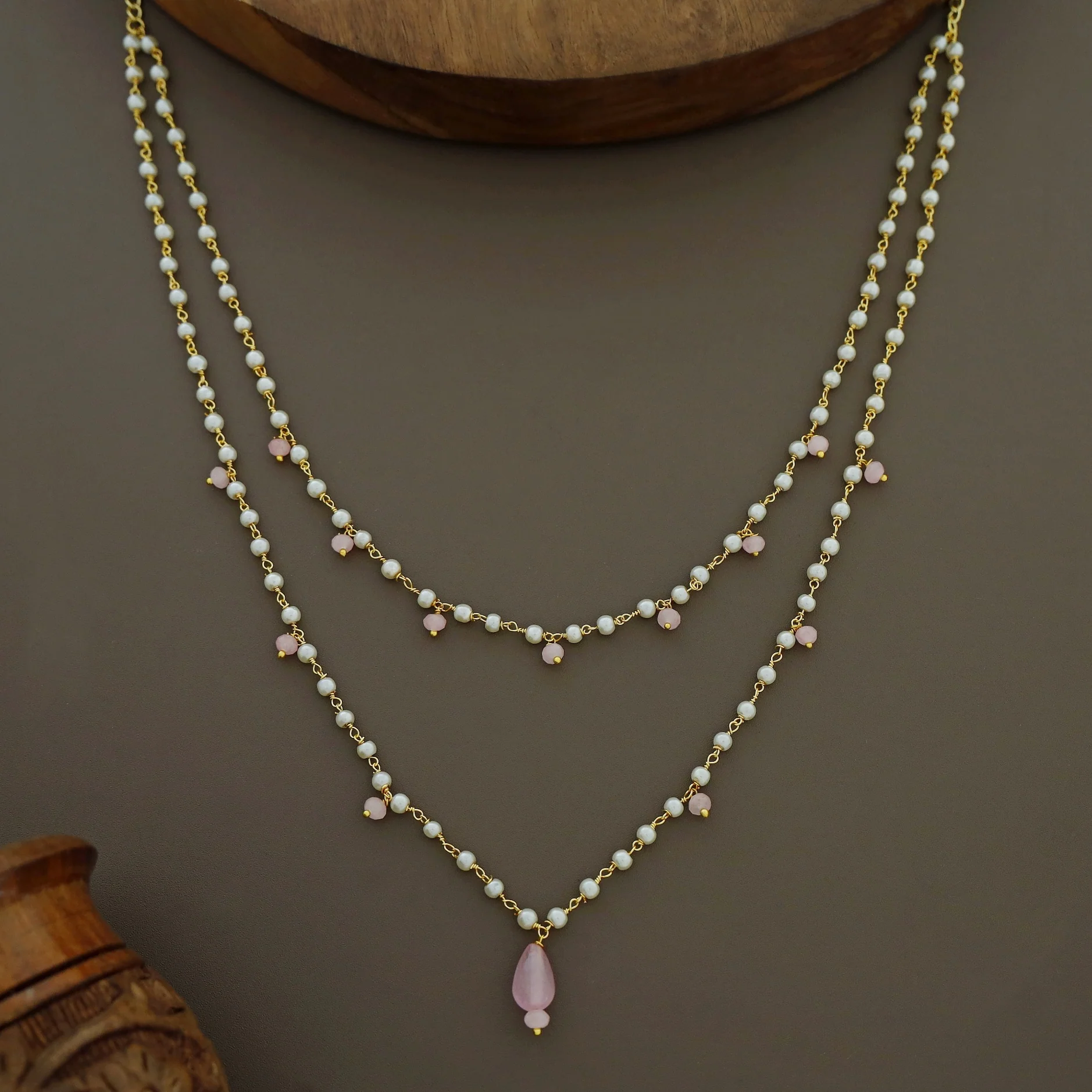 2 Layer Pearl Beaded Neckpiece - Image 4