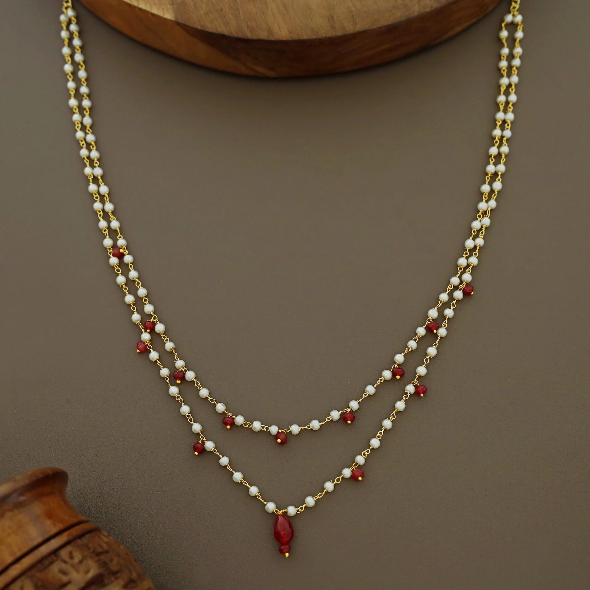 2 Layer Pearl Beaded Neckpiece - Image 5