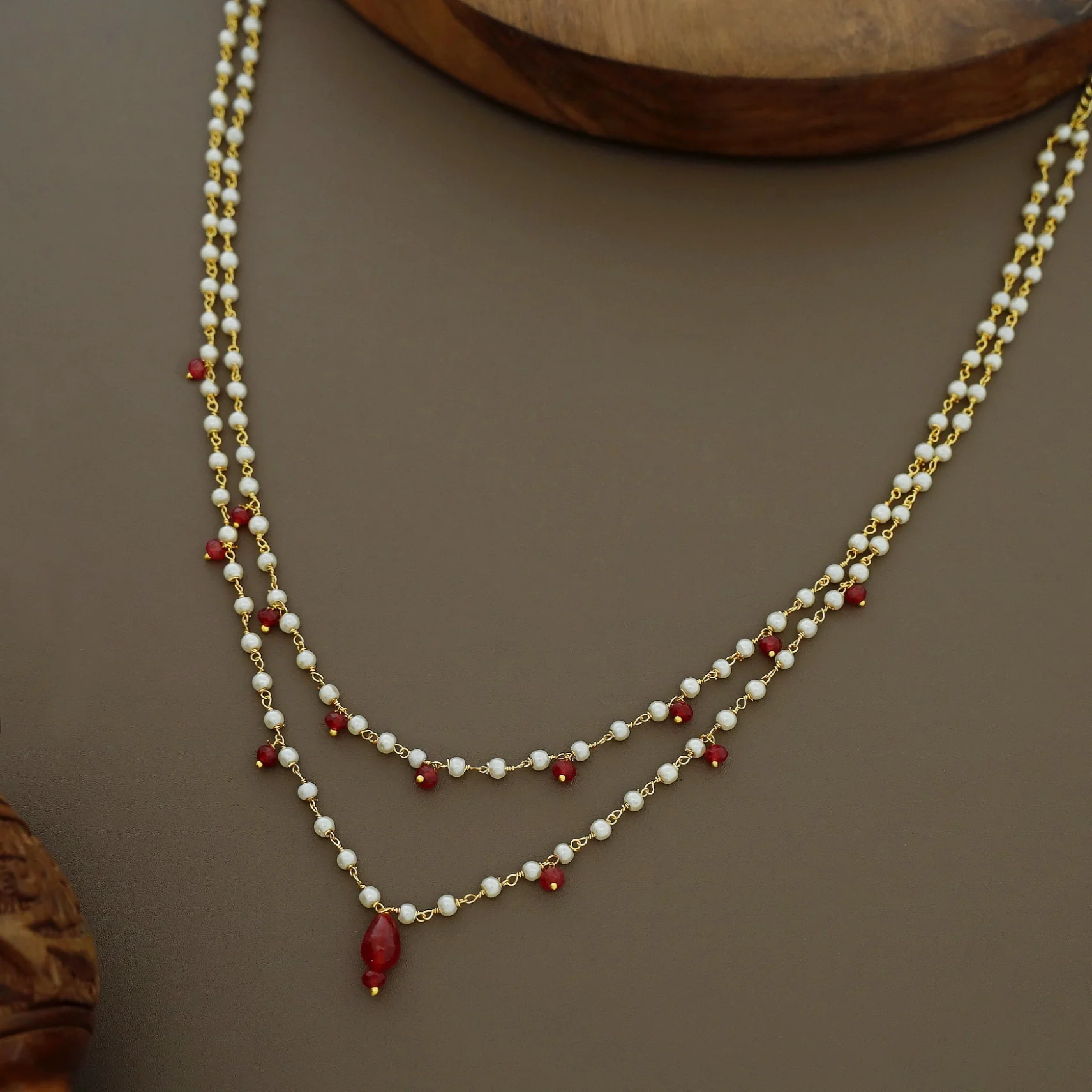 2 Layer Pearl Beaded Neckpiece - Image 6