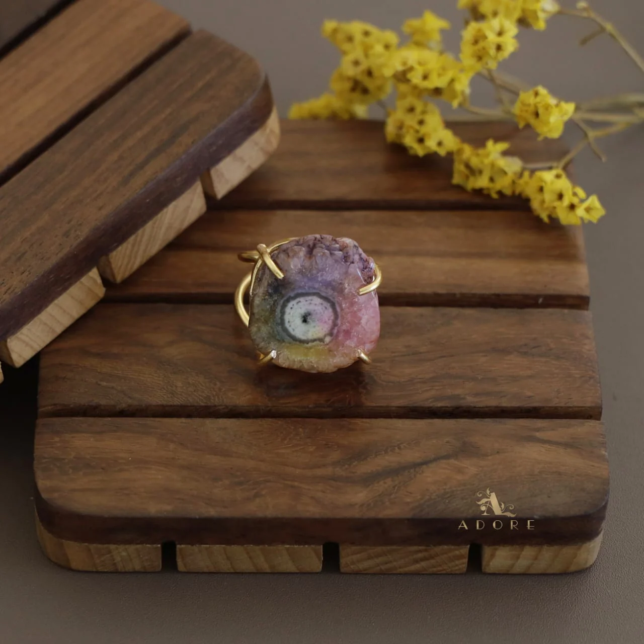 2 Layer Rainbow Agate Ring - Image 8
