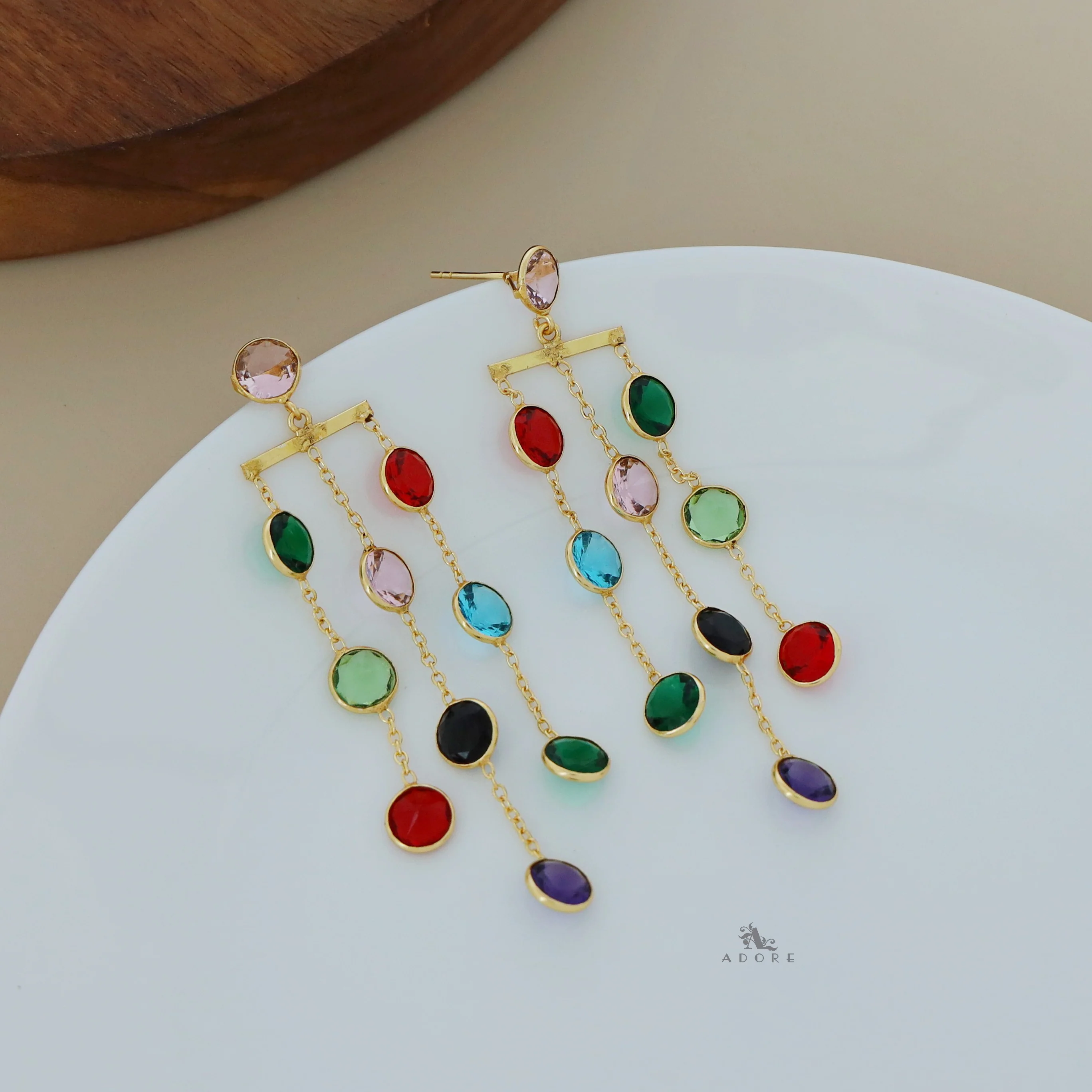 Elowyn 3 Layer Glossy Round Tassel Earring - Image 4