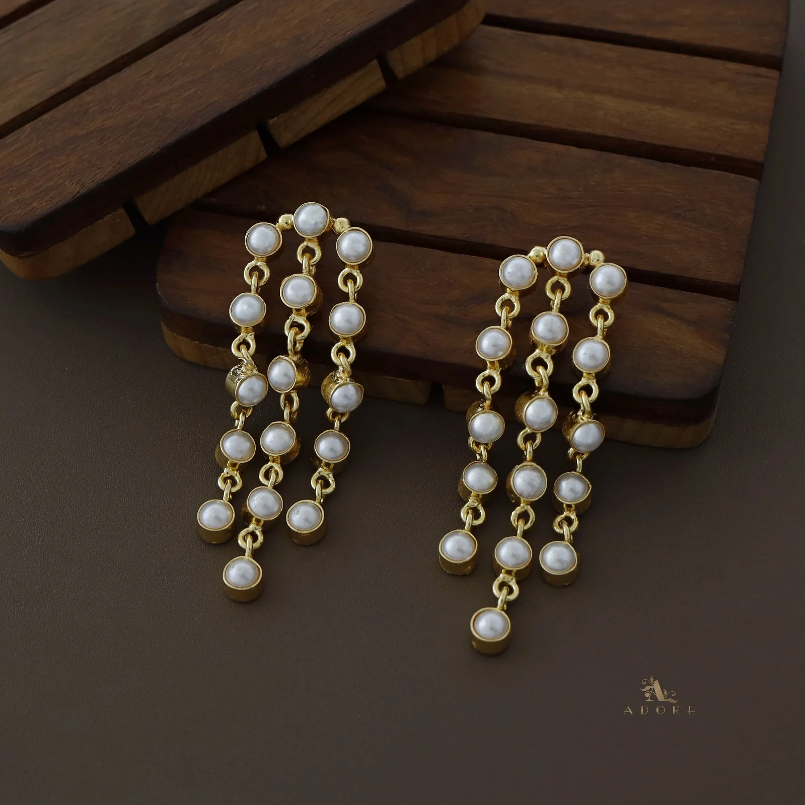 3 Layer Hanging Pearl Earring - Image 2