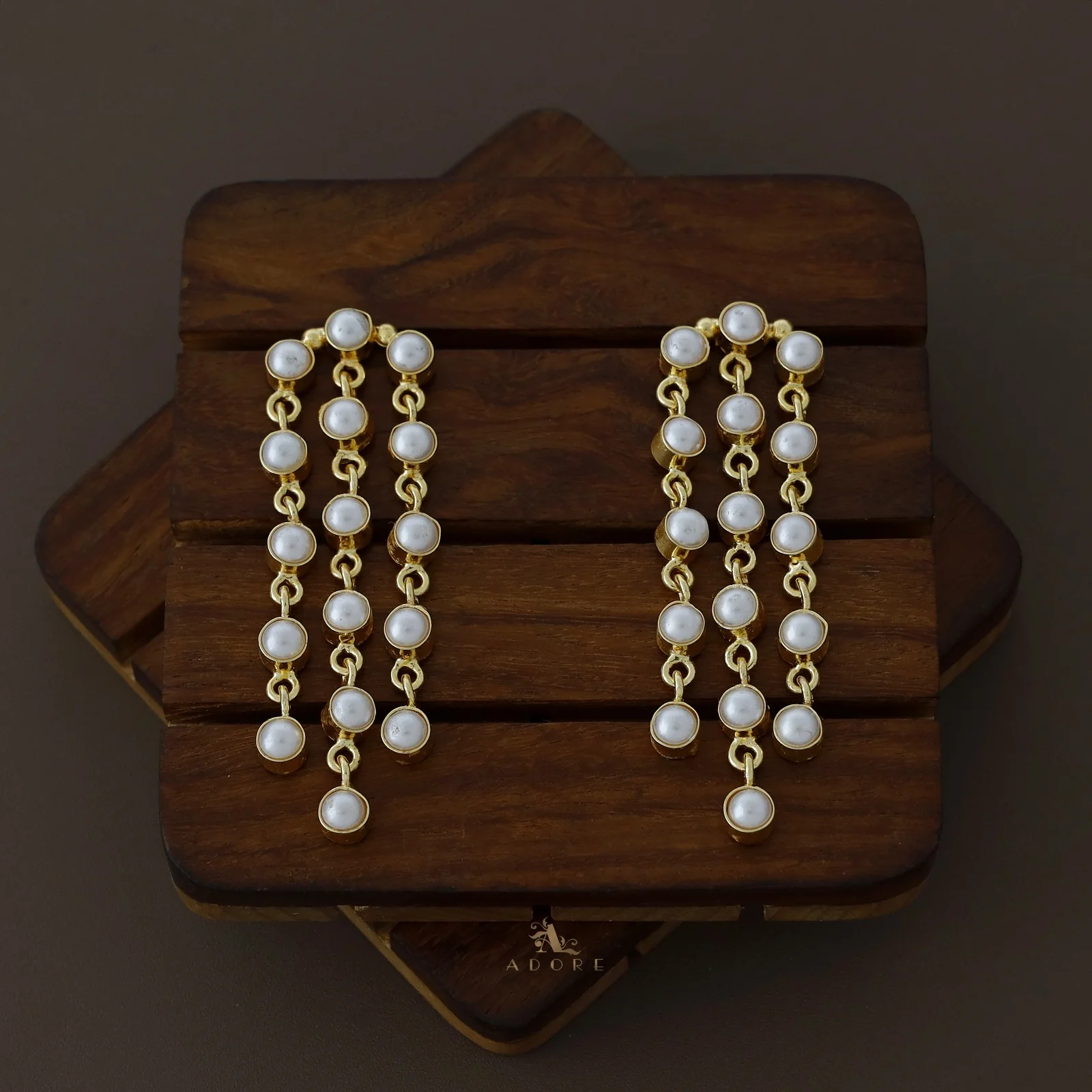 3 Layer Hanging Pearl Earring - Image 3
