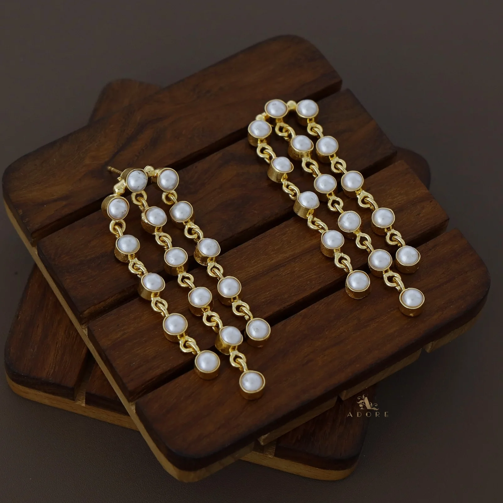 3 Layer Hanging Pearl Earring - Image 4