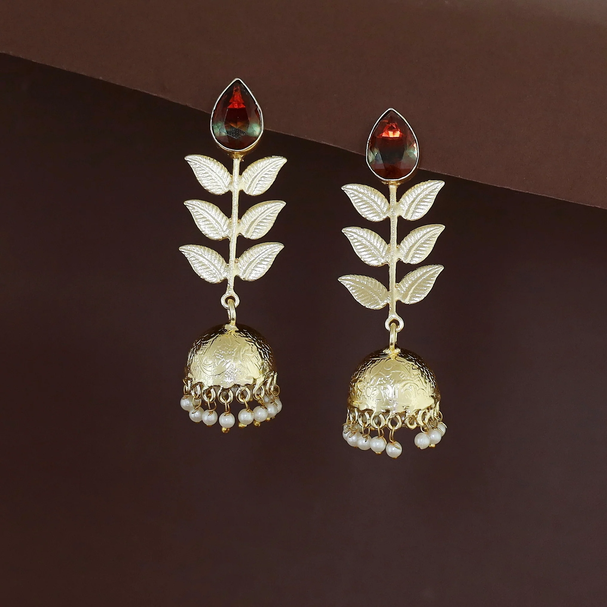 3 Layer Leaf Jhumka - Image 2
