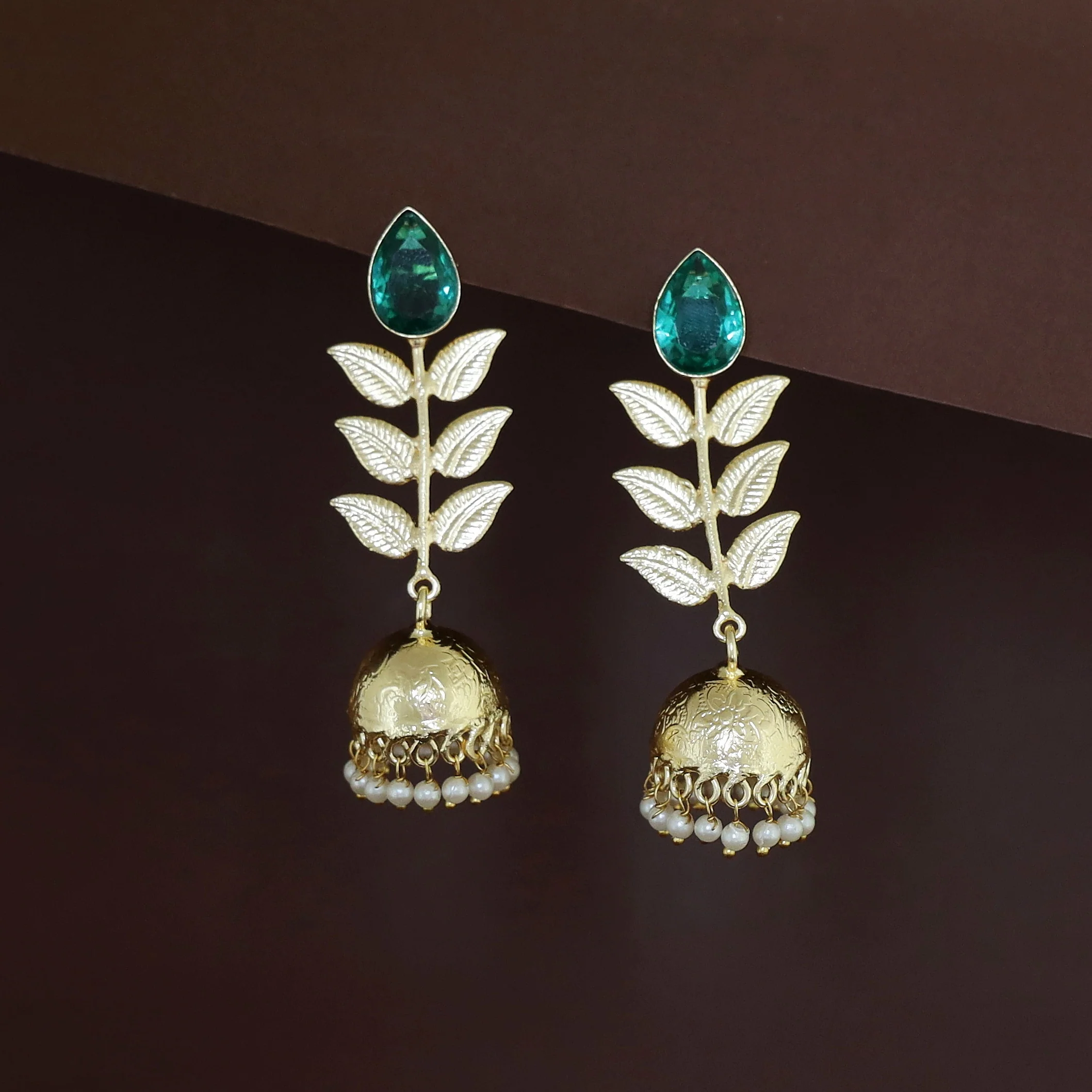 3 Layer Leaf Jhumka - Image 3