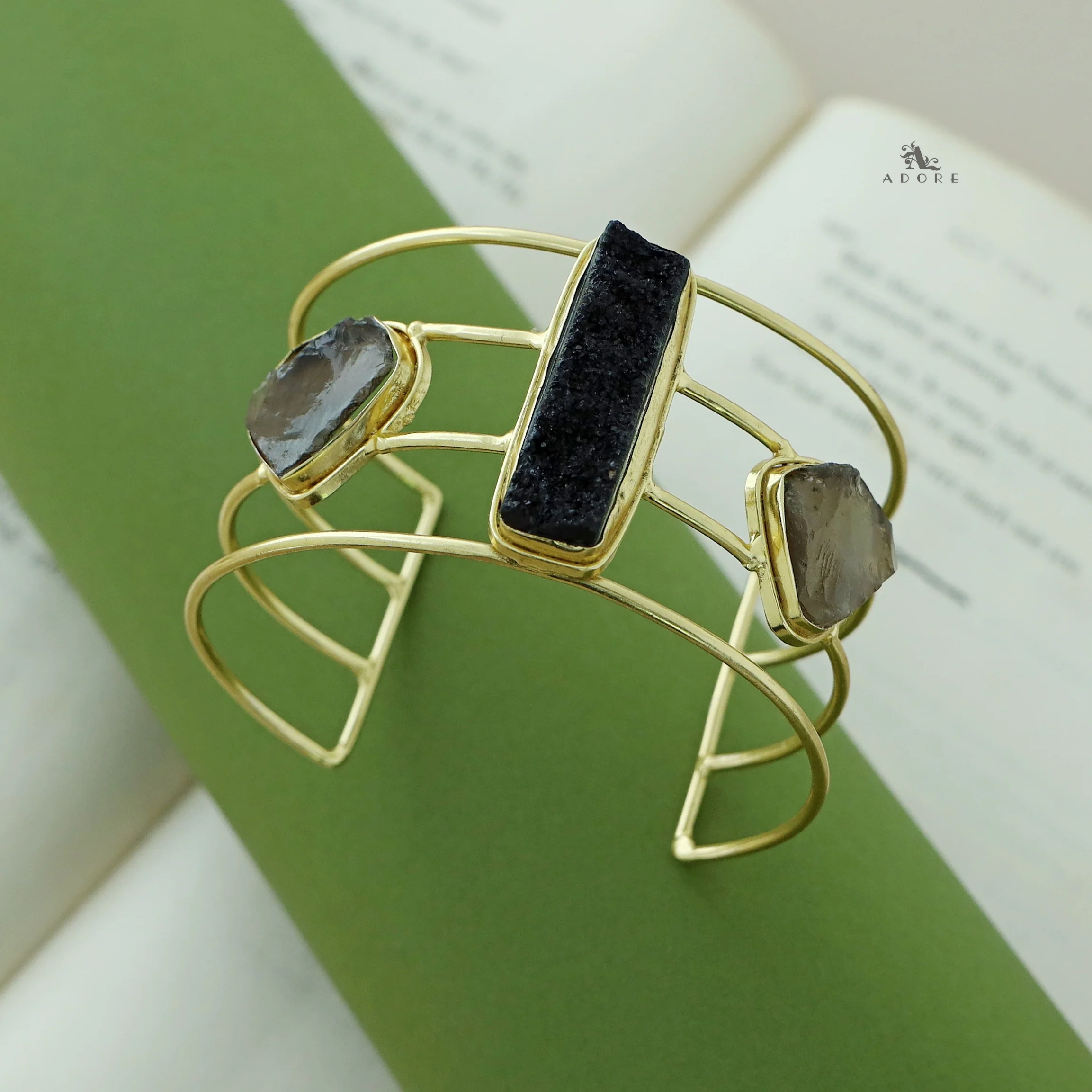 Golden 4 Layer Druzy + Raw Stone Bangle - Image 10
