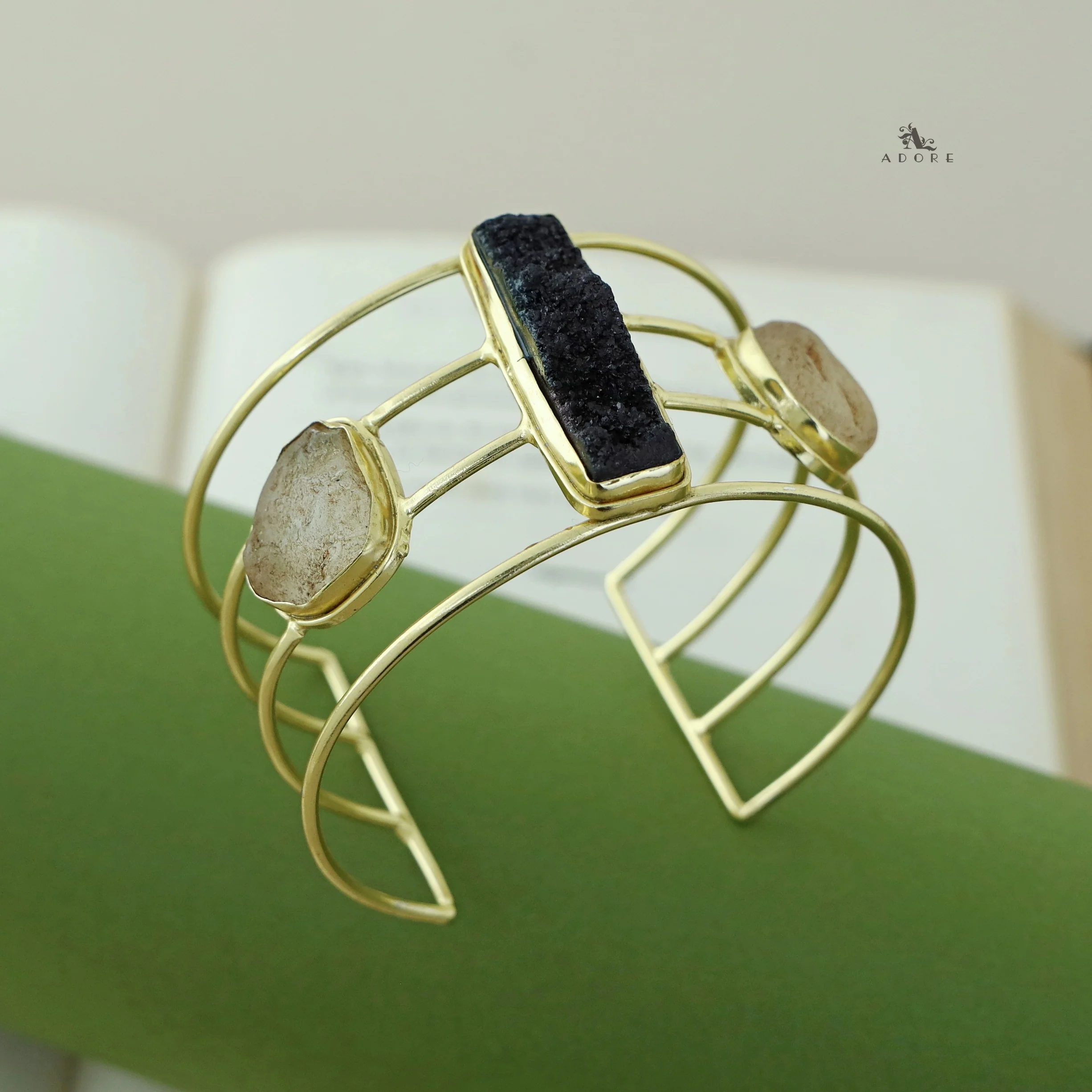 Golden 4 Layer Druzy + Raw Stone Bangle - Image 11