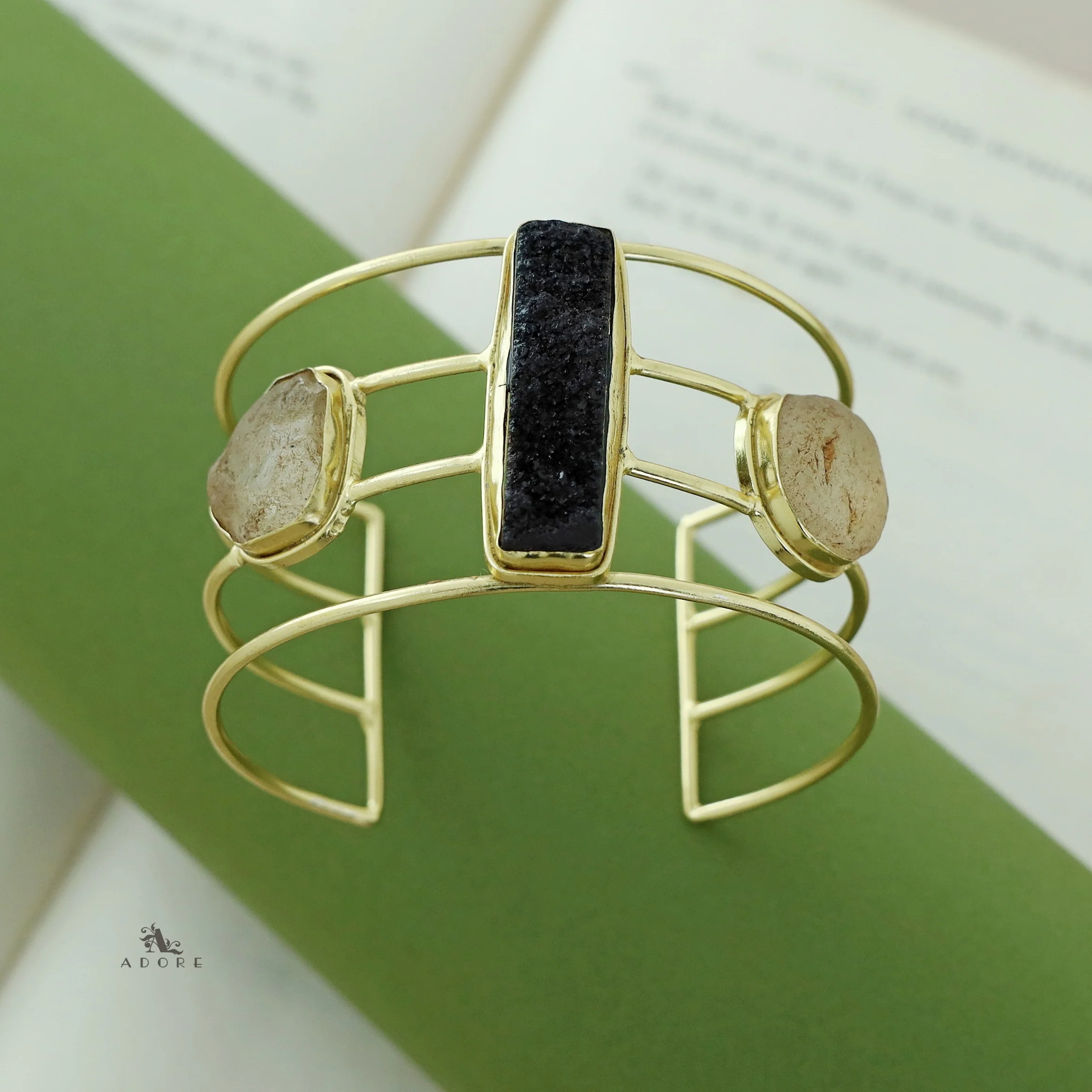 Golden 4 Layer Druzy + Raw Stone Bangle - Image 12