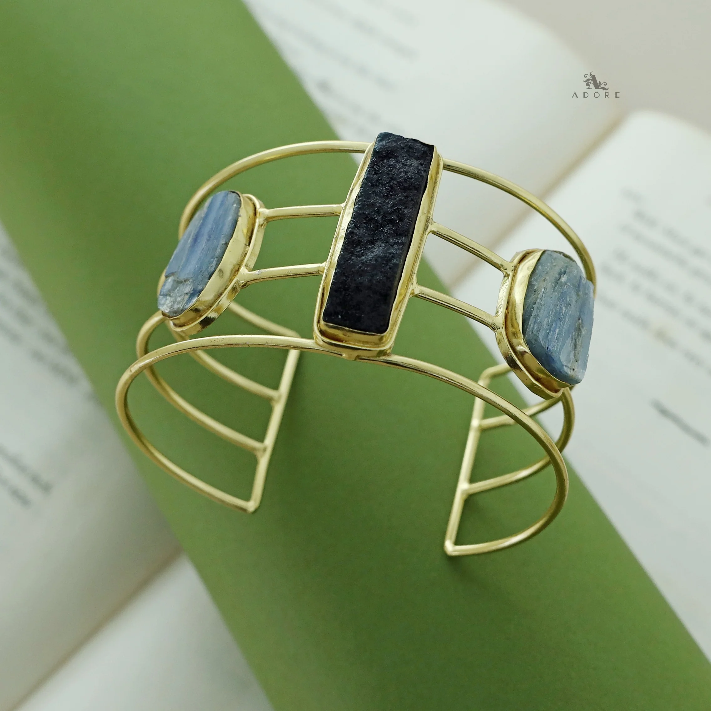 Golden 4 Layer Druzy + Raw Stone Bangle - Image 4
