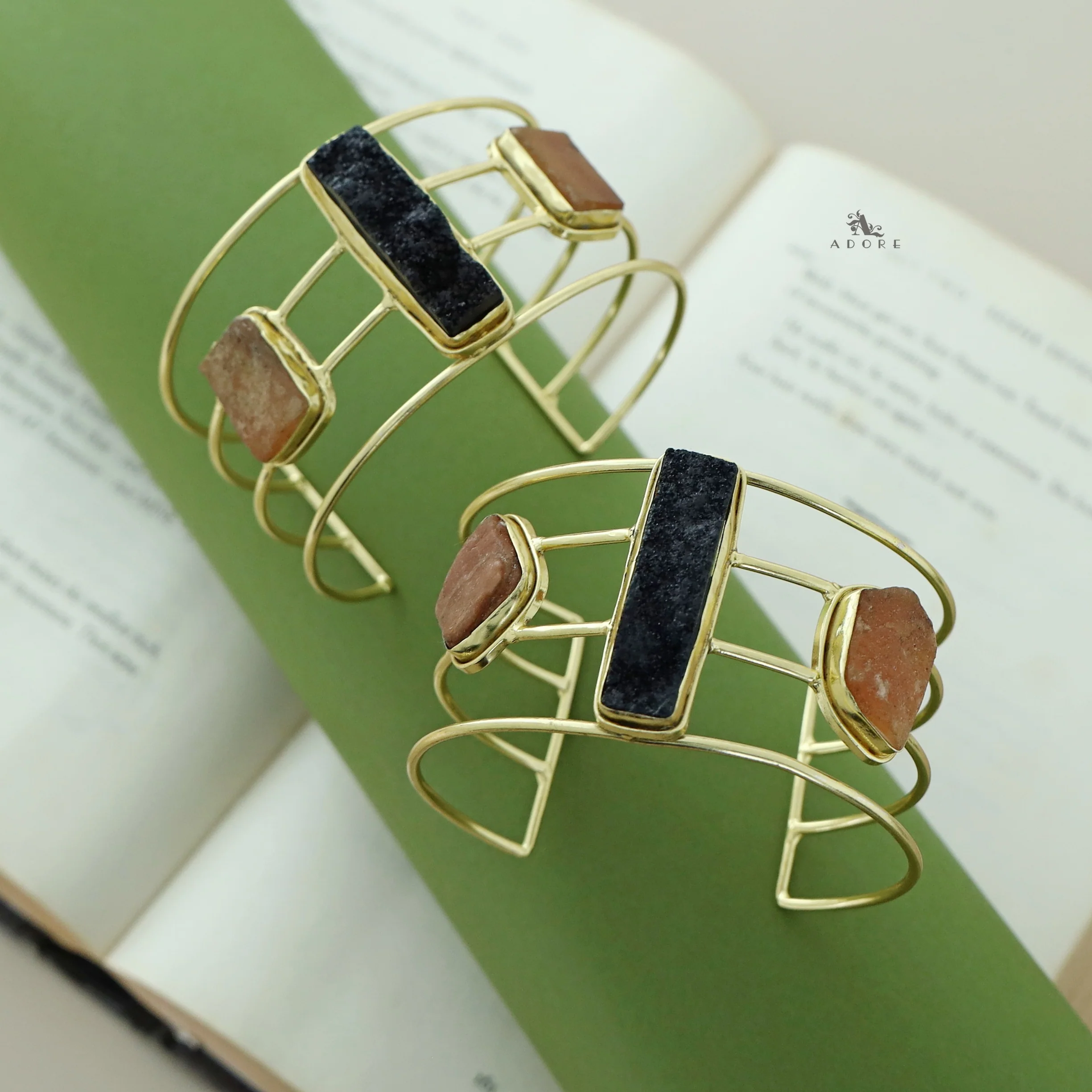 Golden 4 Layer Druzy + Raw Stone Bangle - Image 7