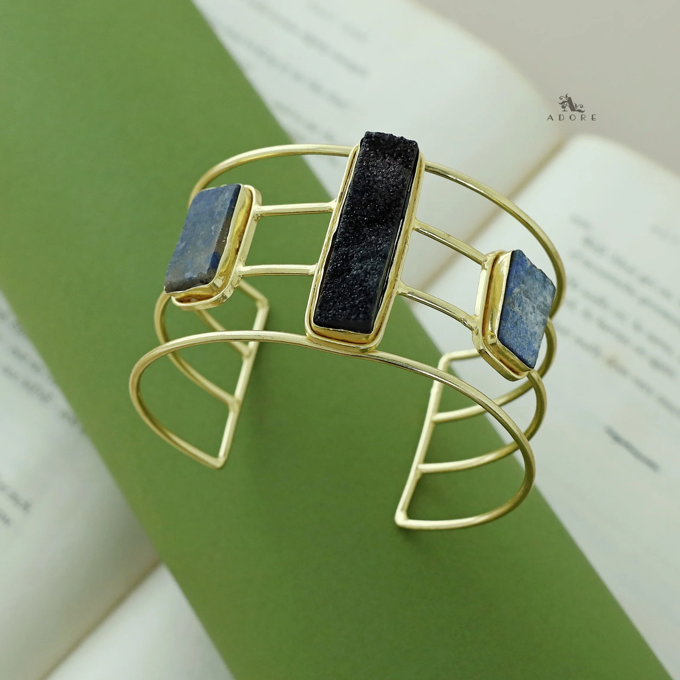 Golden 4 Layer Druzy + Raw Stone Bangle - Image 8