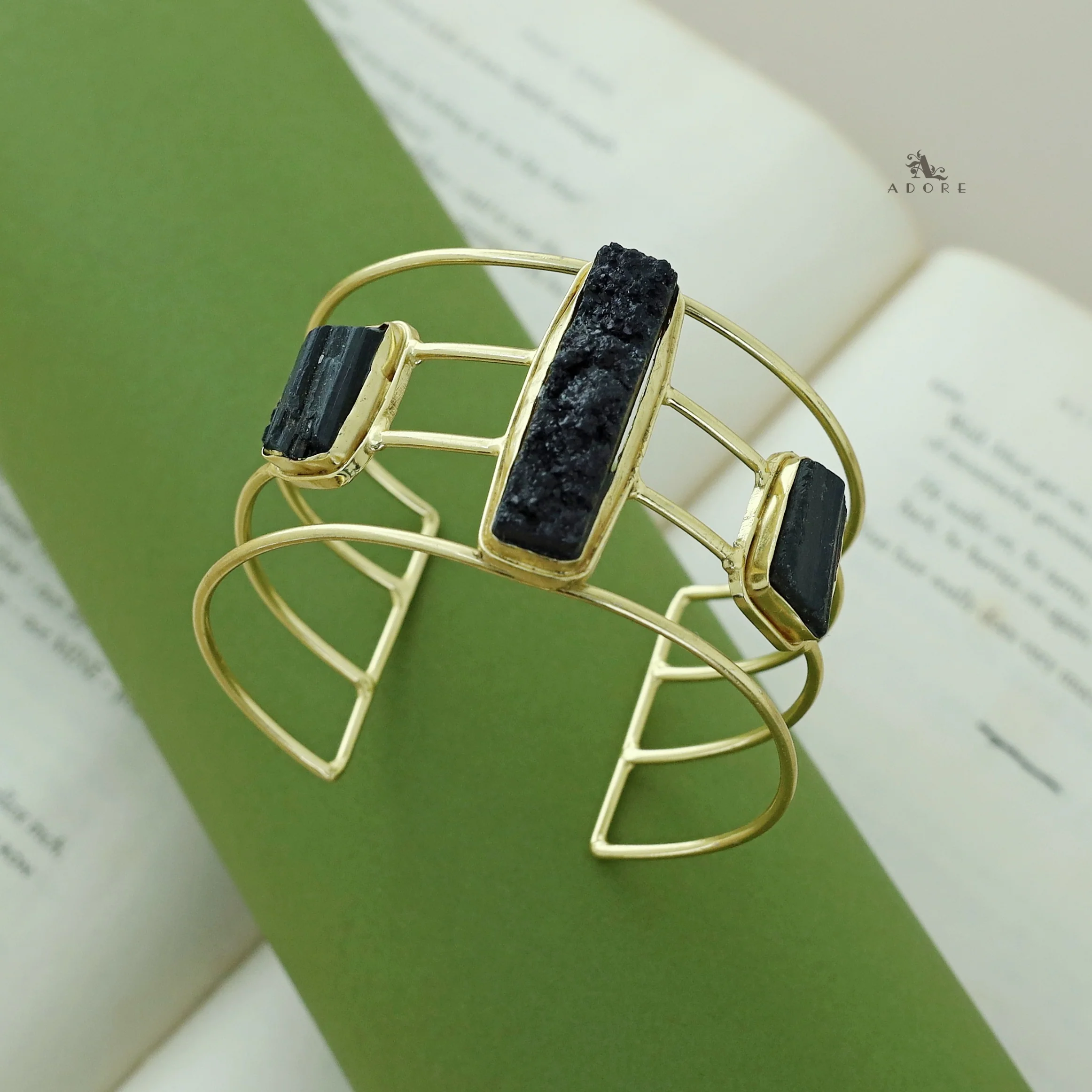 Golden 4 Layer Druzy + Raw Stone Bangle - Image 9