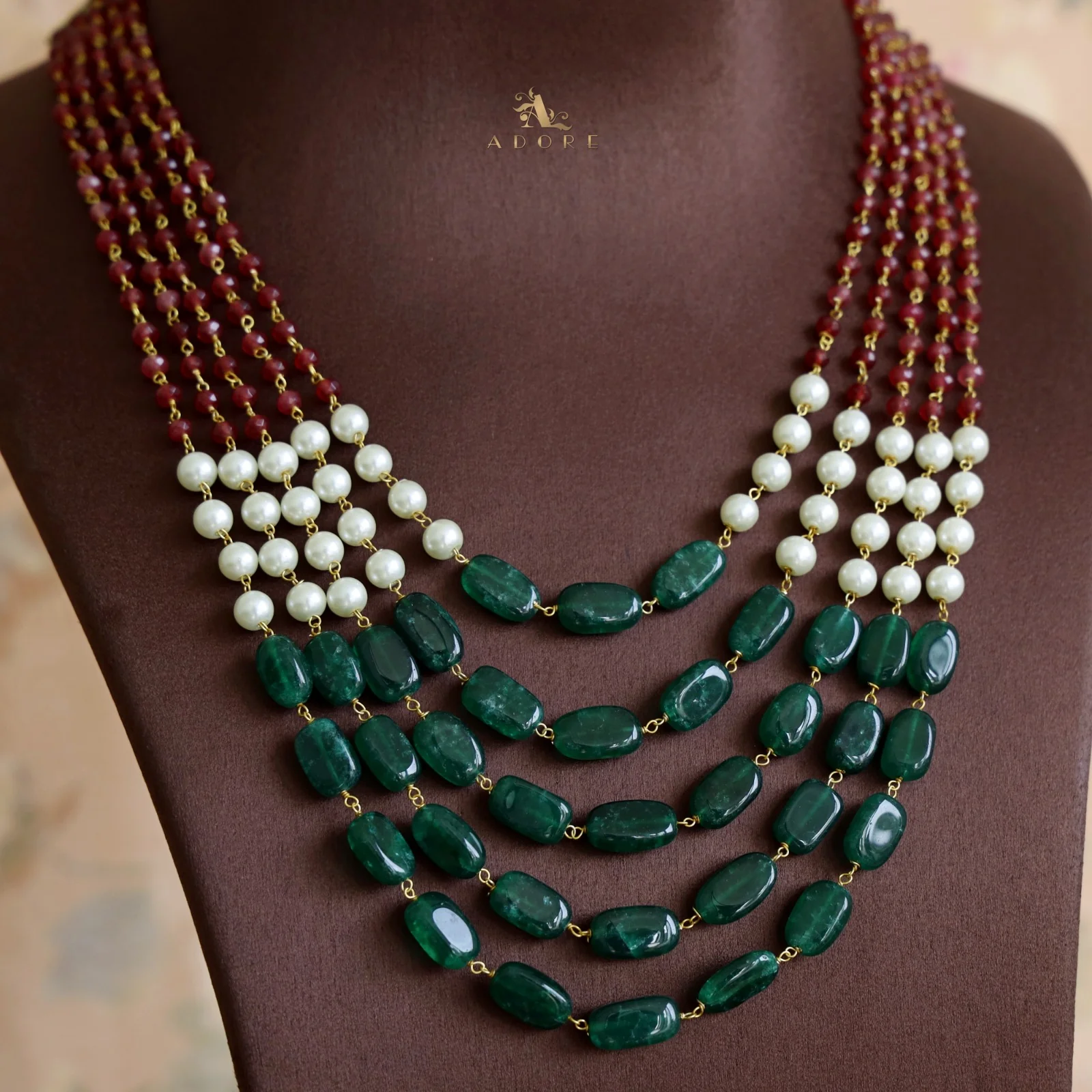 5 Layer Pearl Onyx Neckpiece - Image 3