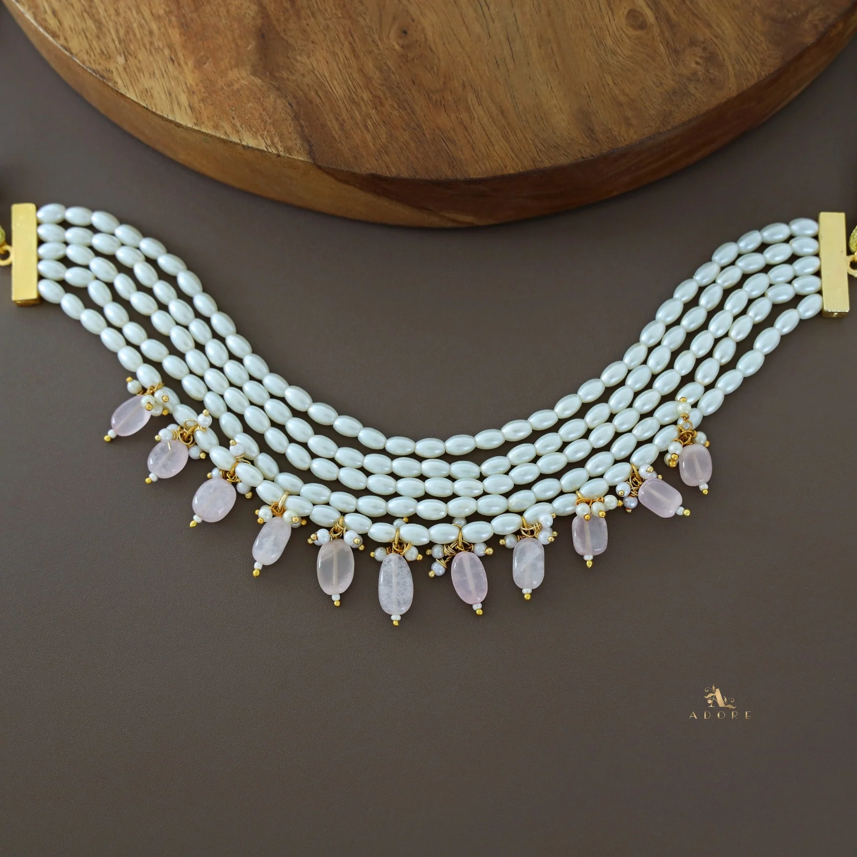 5 Layer Rice Pearl Beaded Choker - Image 2