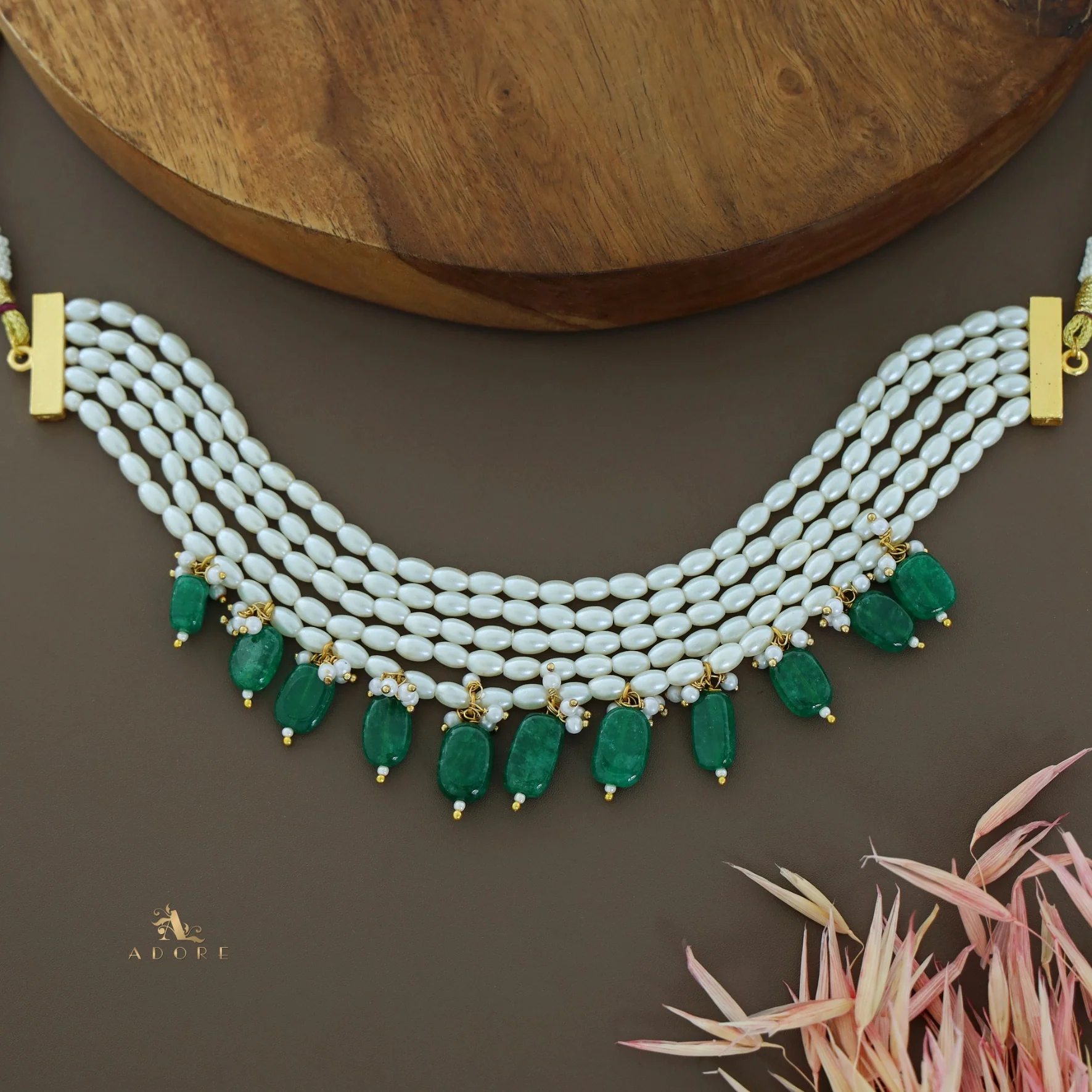 5 Layer Rice Pearl Beaded Choker - Image 3