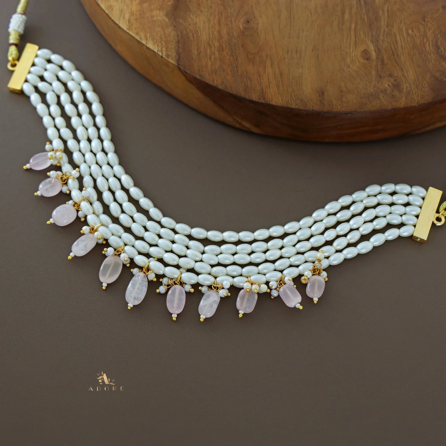5 Layer Rice Pearl Beaded Choker - Image 4