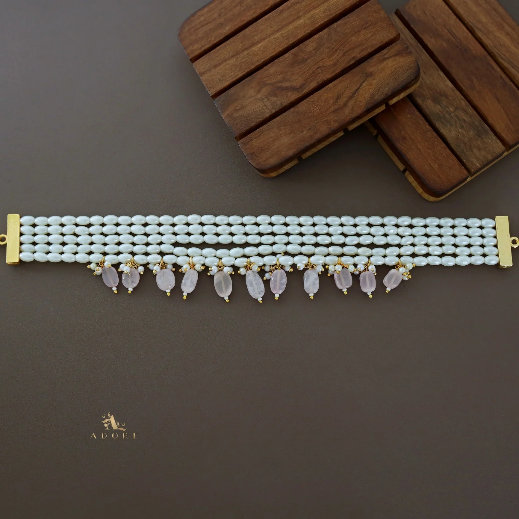 5 Layer Rice Pearl Beaded Choker - Image 6