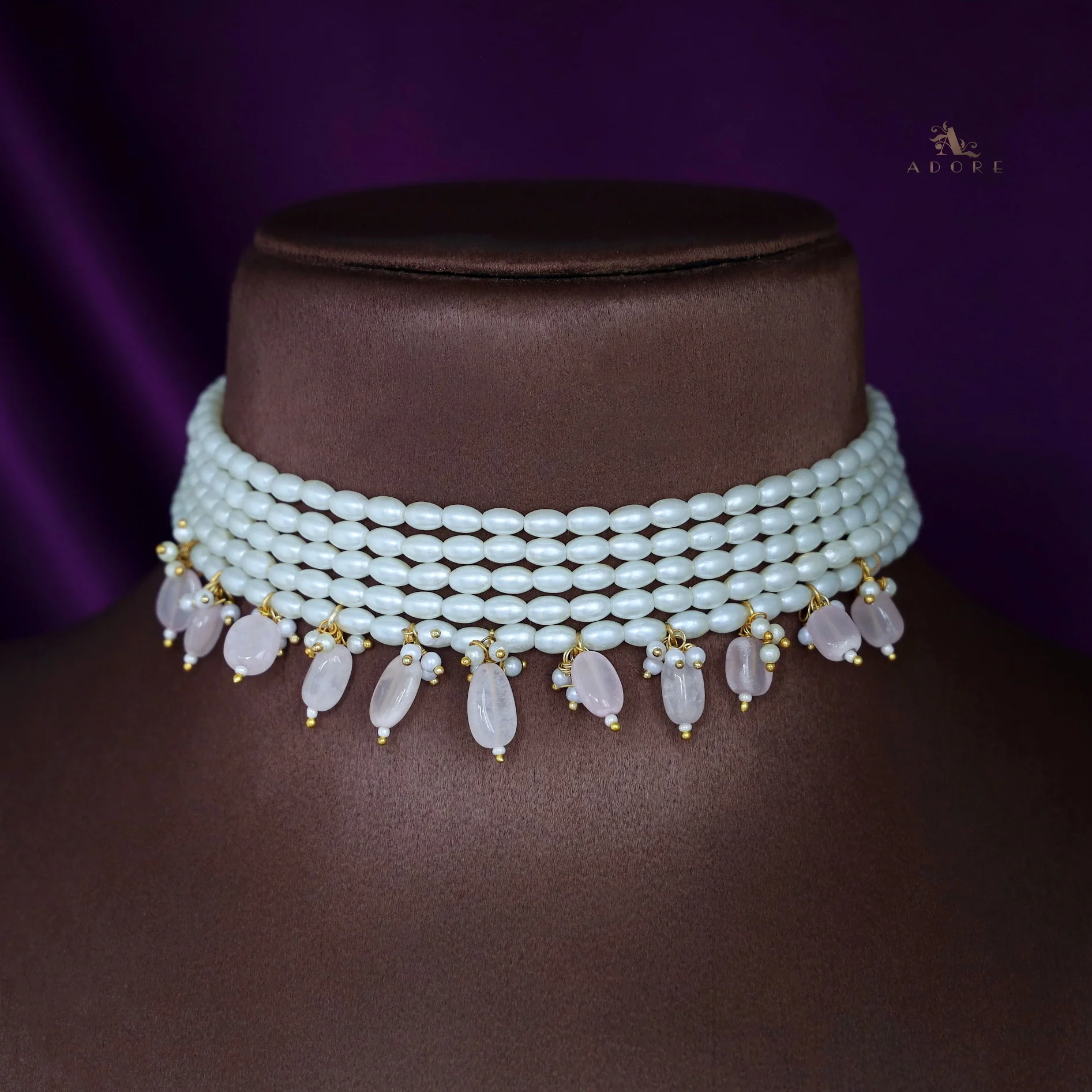 5 Layer Rice Pearl Beaded Choker - Image 7