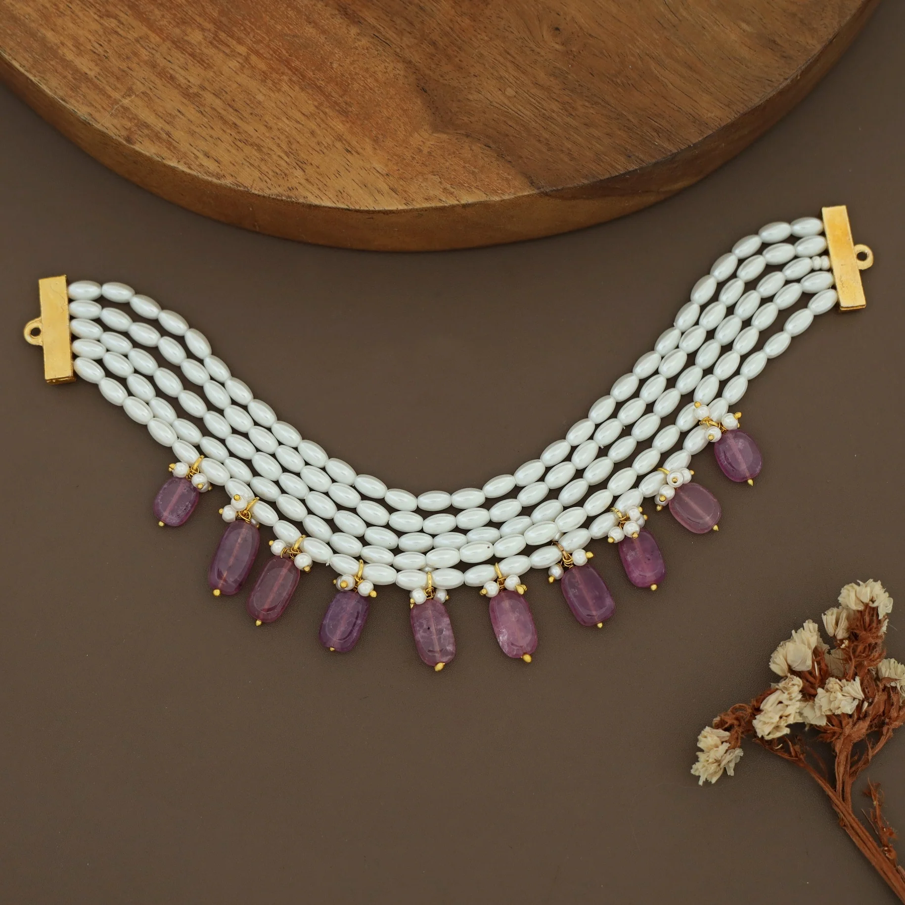 5 Layer Rice Pearl Beaded Choker - Image 8