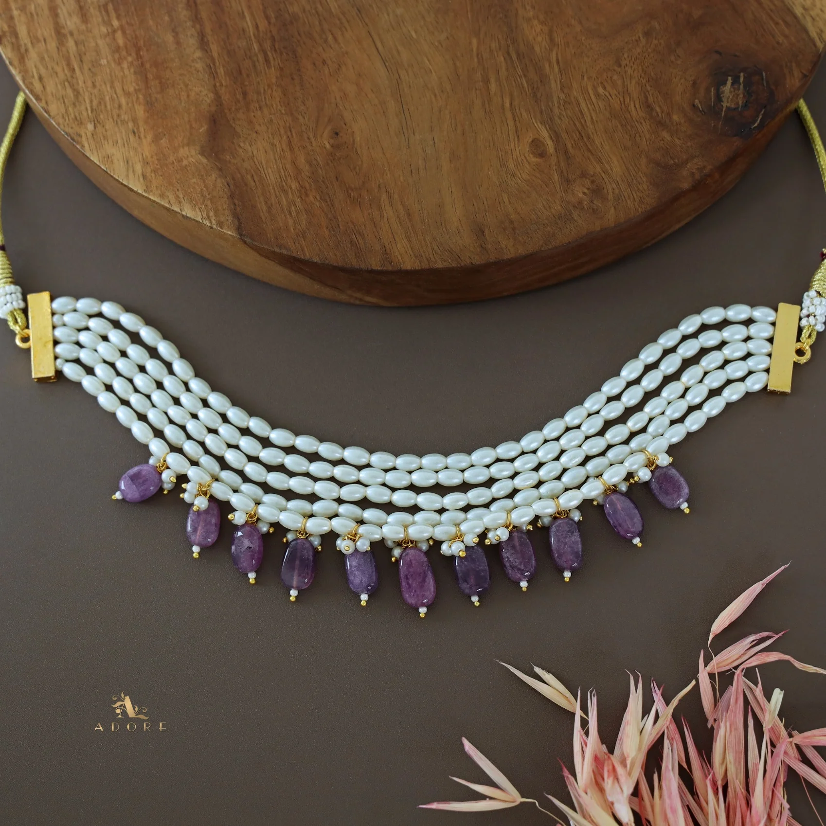 5 Layer Rice Pearl Beaded Choker - Image 9