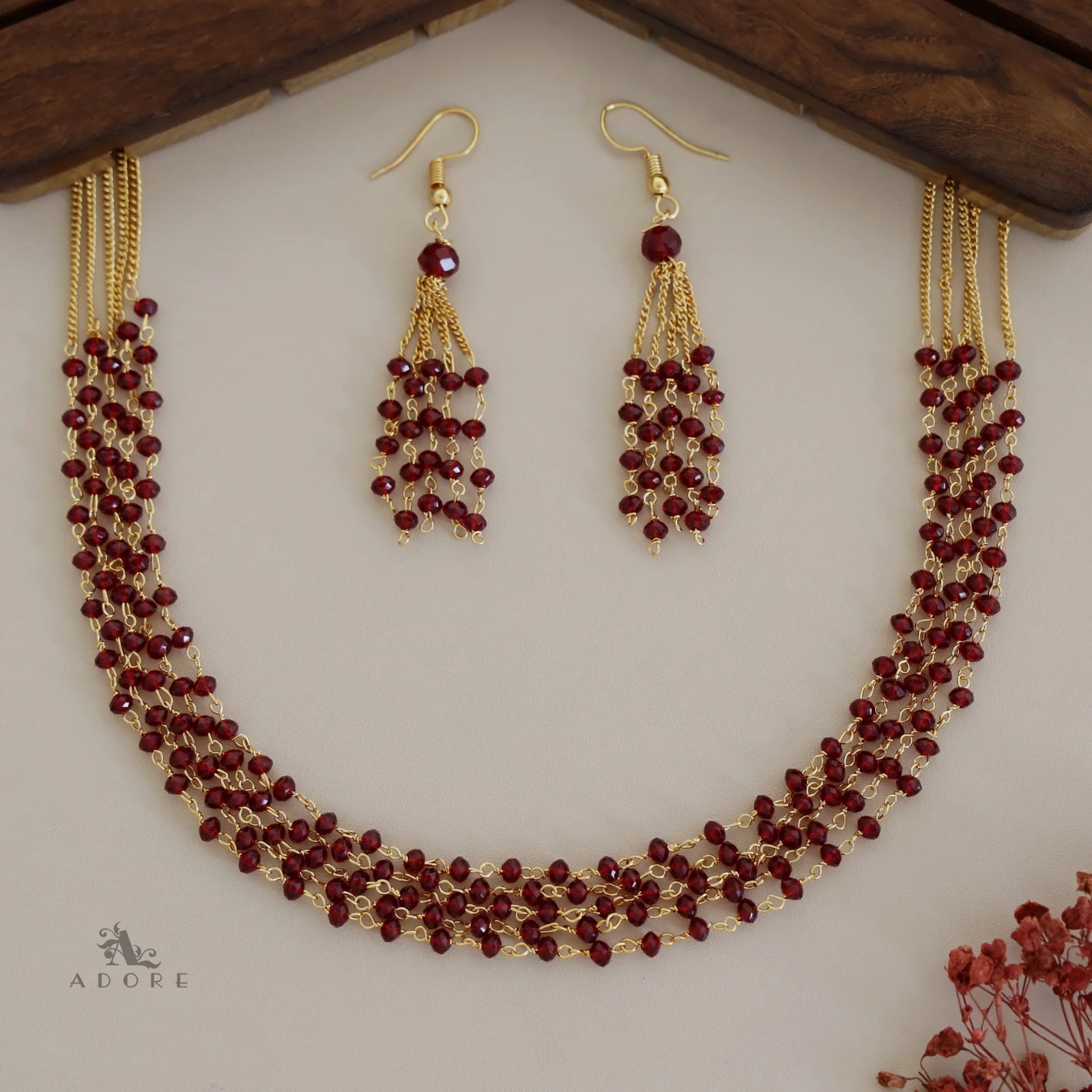 5 Layer Tenille Pearl Neckpiece With Drop - Image 4