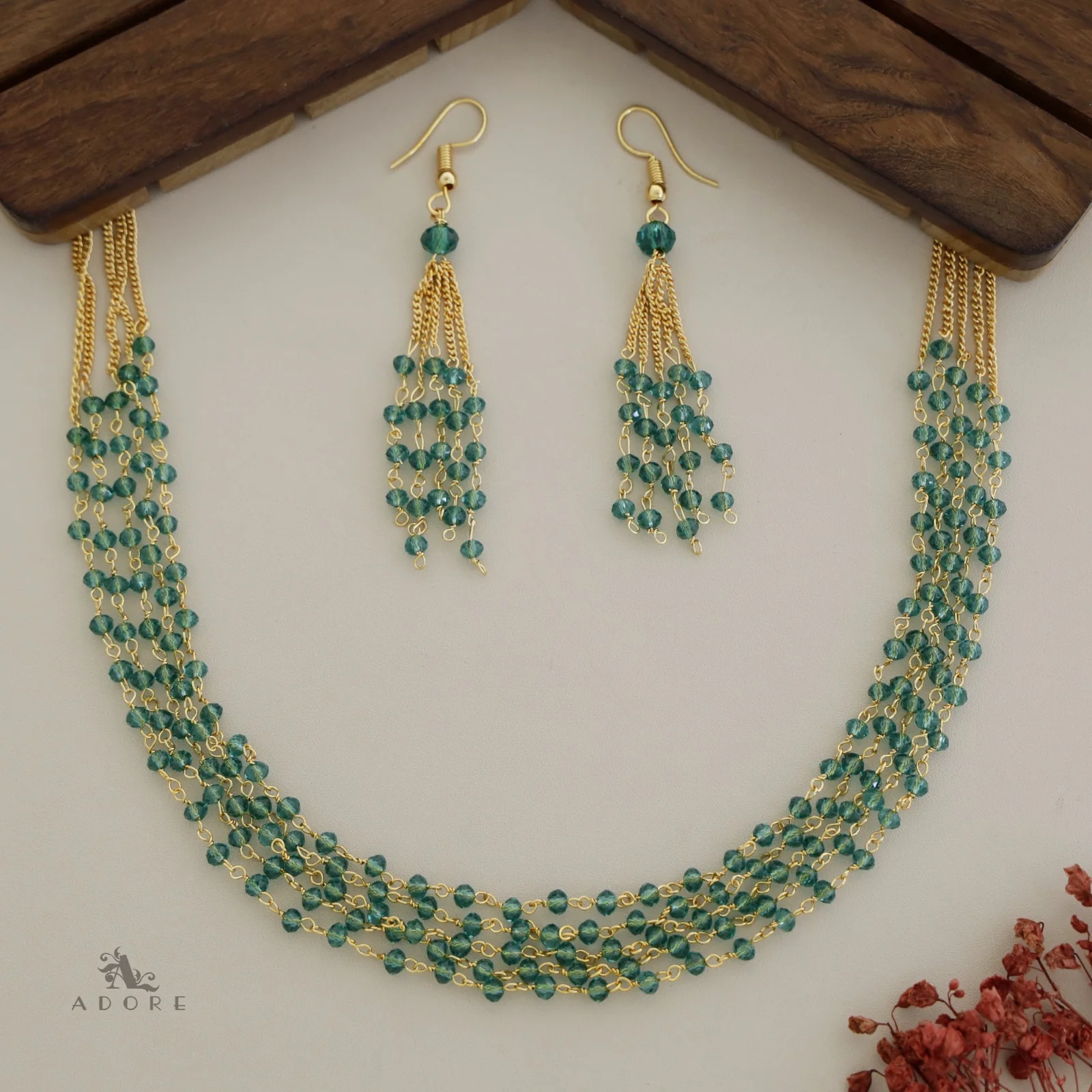 5 Layer Tenille Pearl Neckpiece With Drop - Image 5
