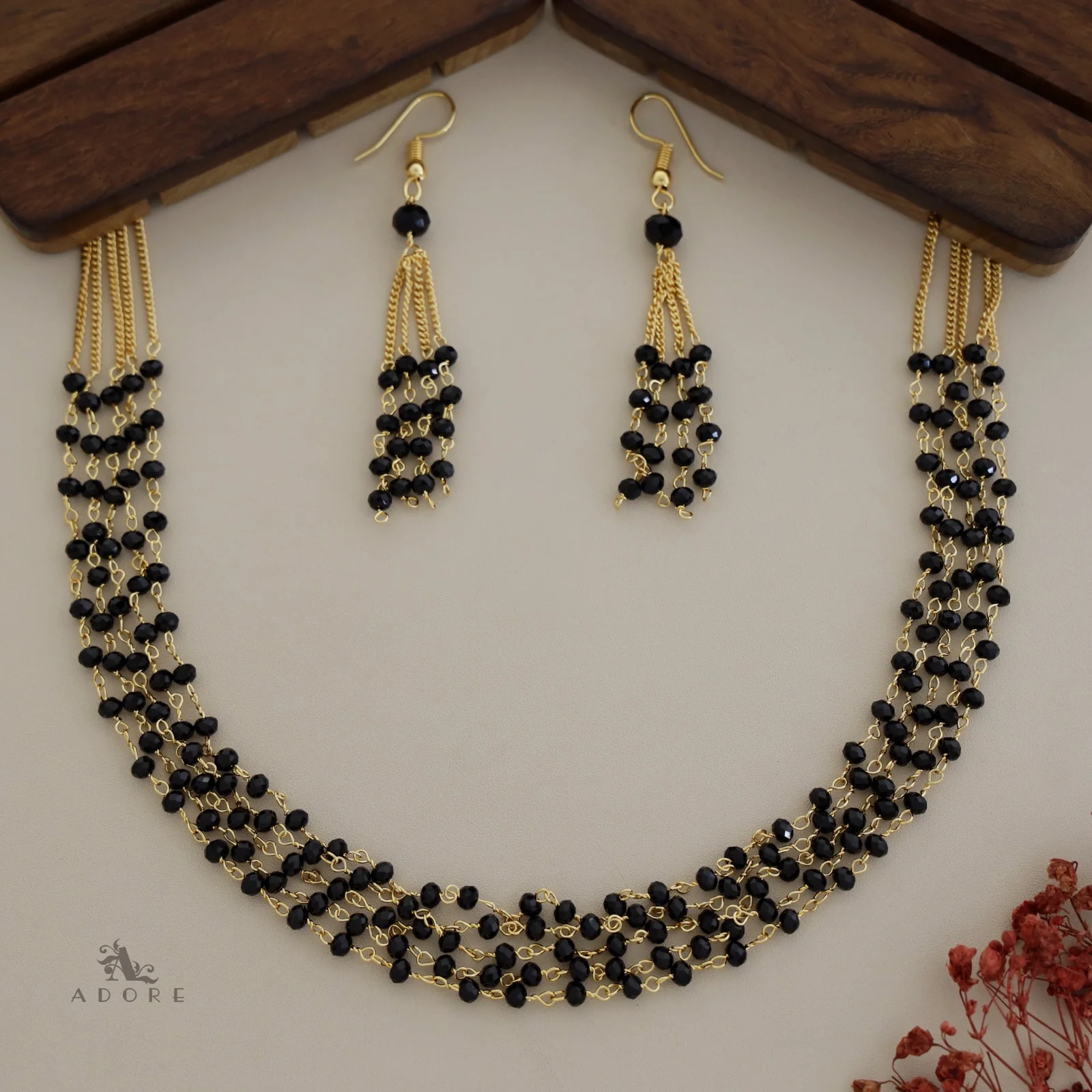 5 Layer Tenille Pearl Neckpiece With Drop - Image 7