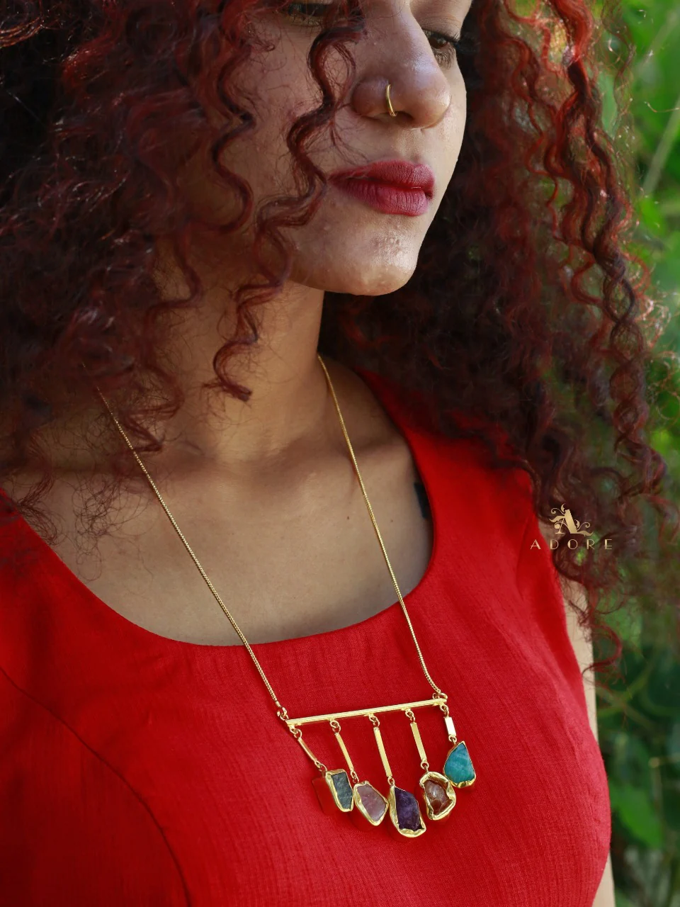 5 Stone Stick Neckpiece (Colour Option) - Image 3