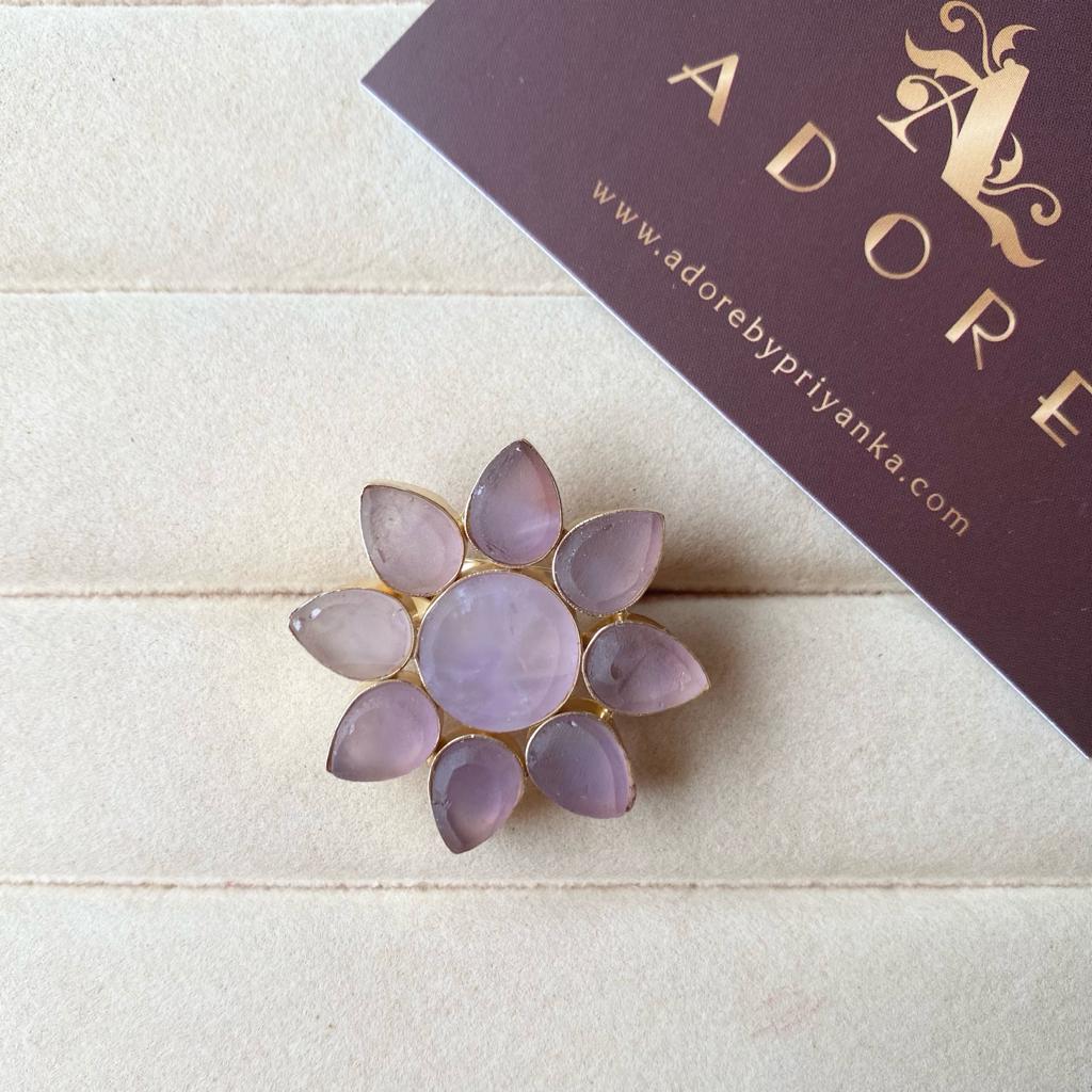 8 Petal Raw Stone Ring (Colour Option) - Image 10