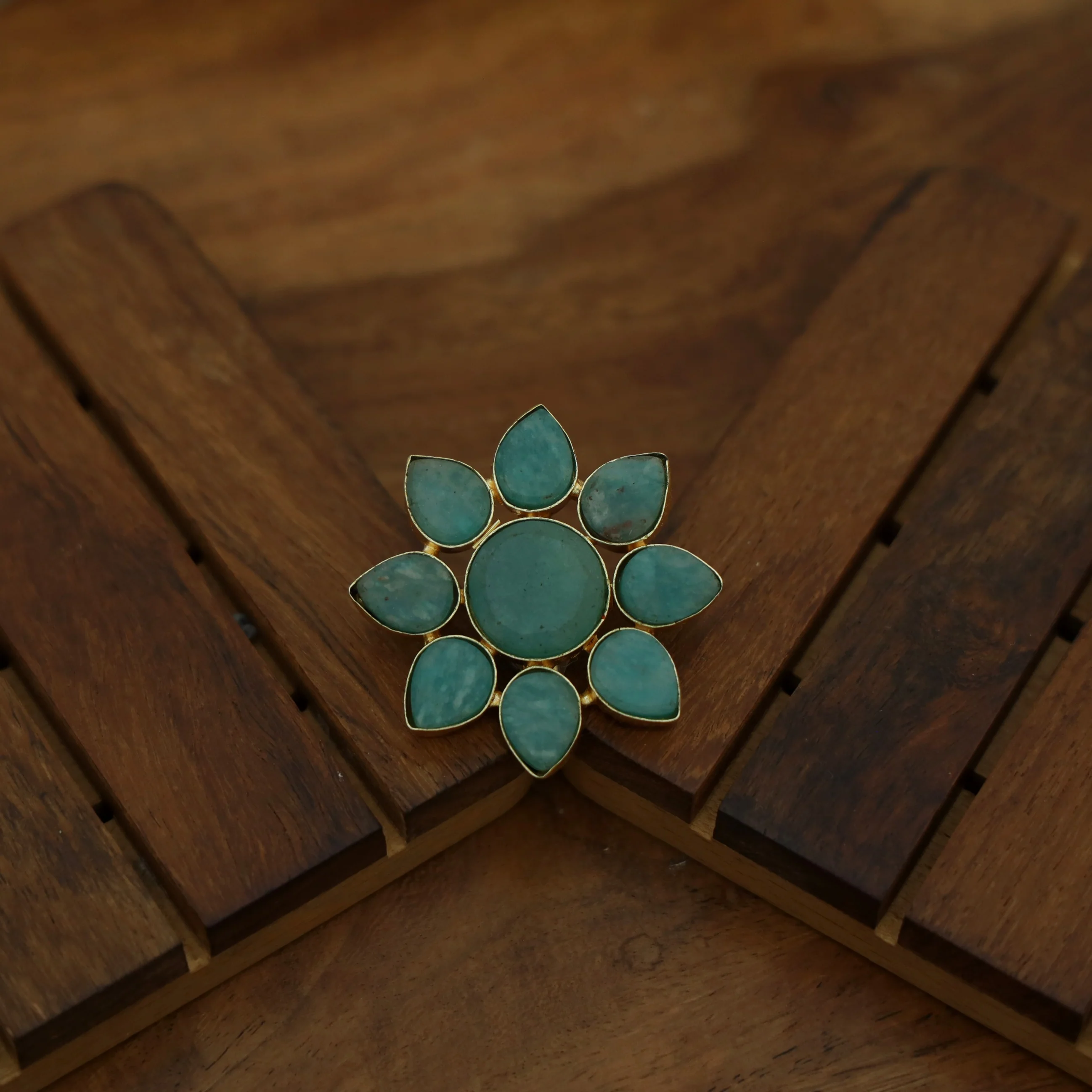8 Petal Raw Stone Ring (Colour Option) - Image 13