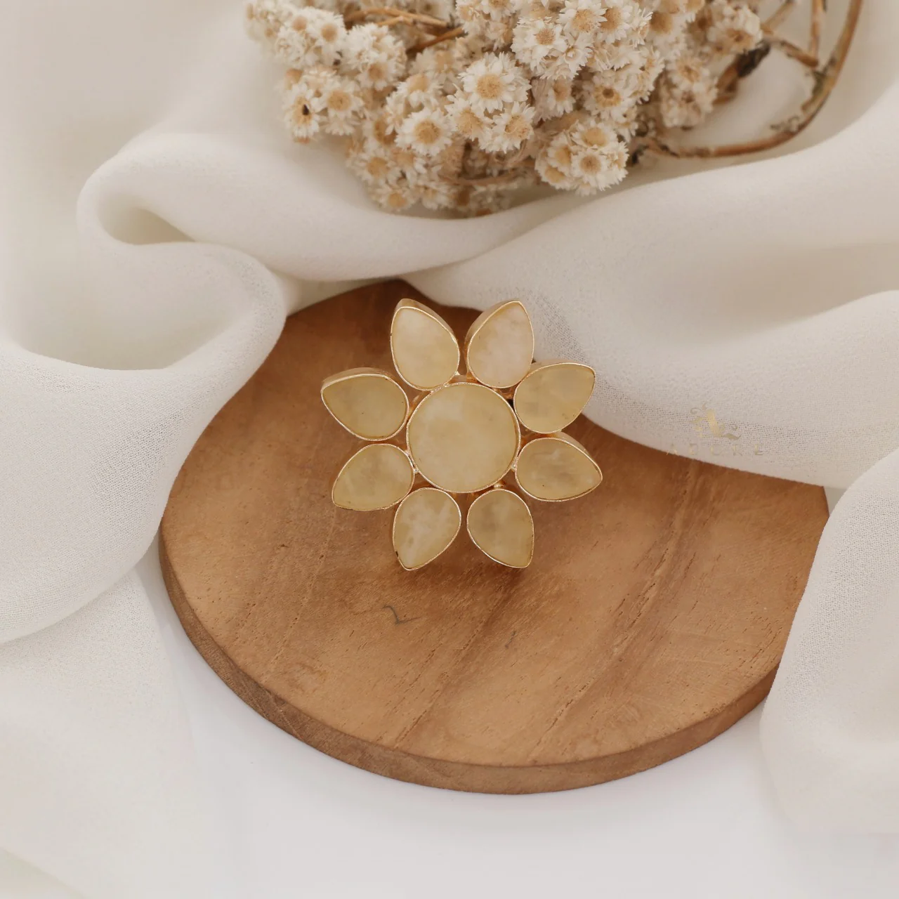 8 Petal Raw Stone Ring (Colour Option) - Image 14