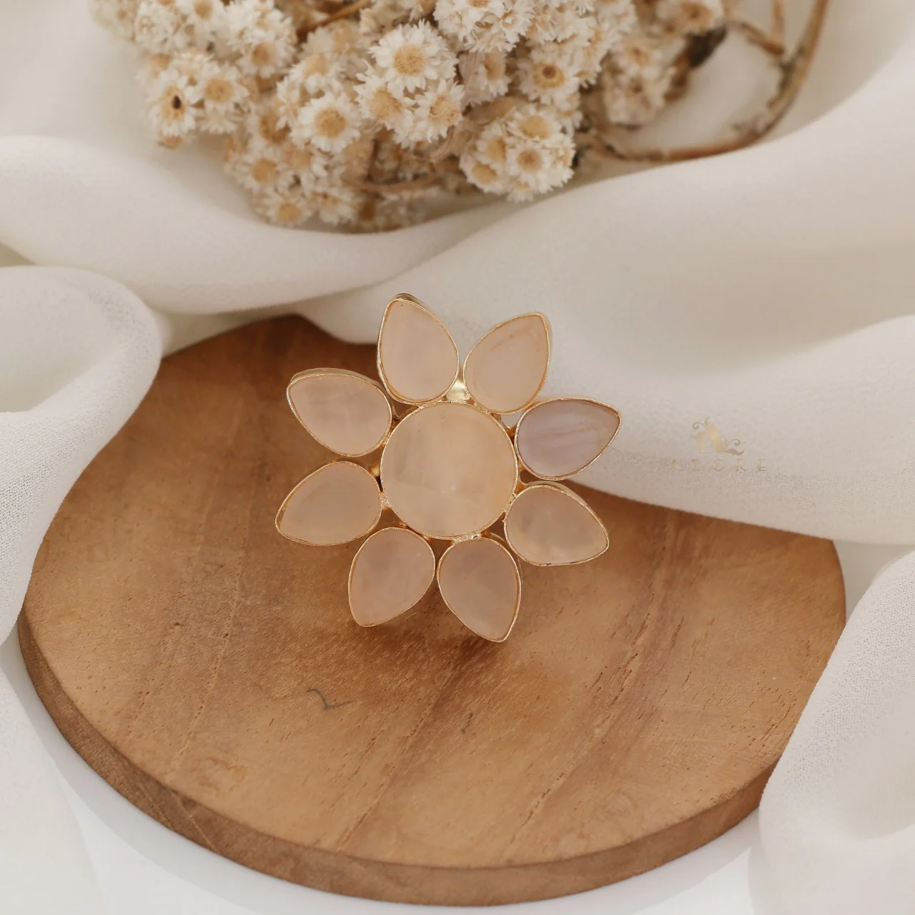 8 Petal Raw Stone Ring (Colour Option) - Image 17