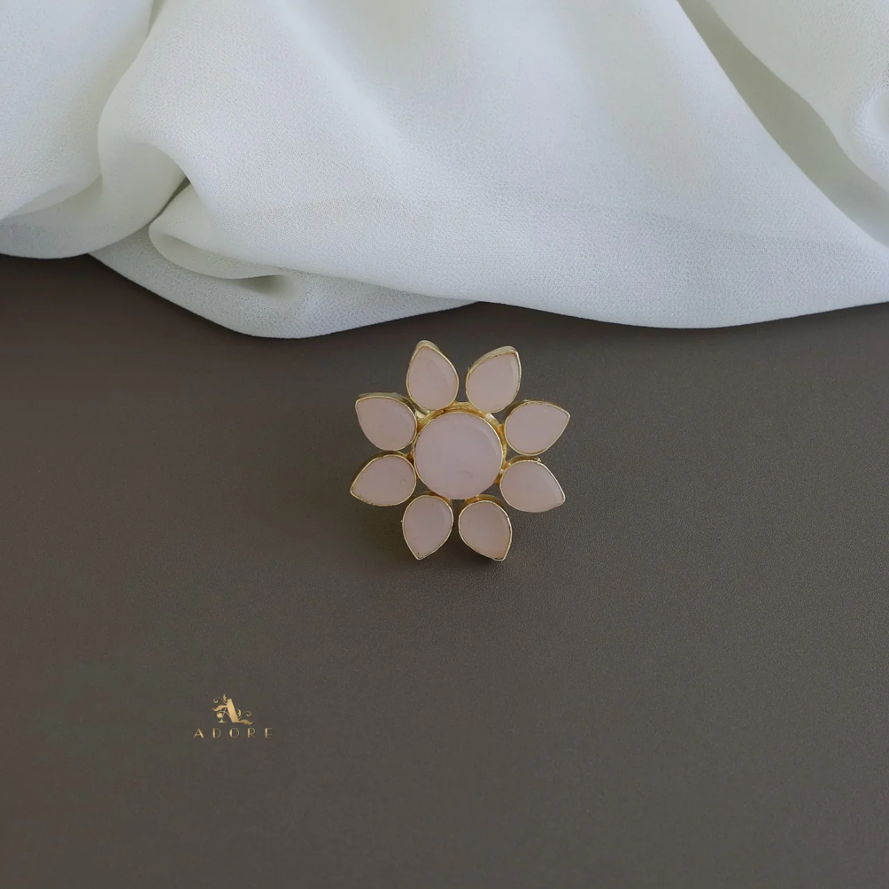 8 Petal Raw Stone Ring (Colour Option) - Image 19