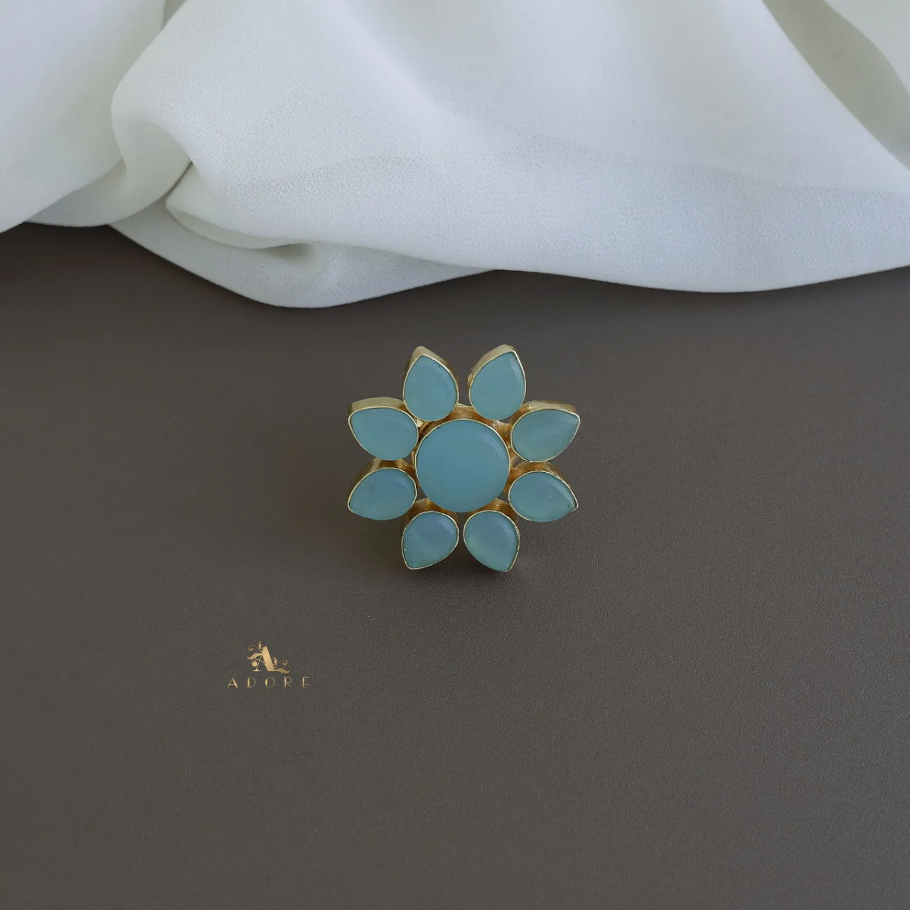 8 Petal Raw Stone Ring (Colour Option) - Image 21