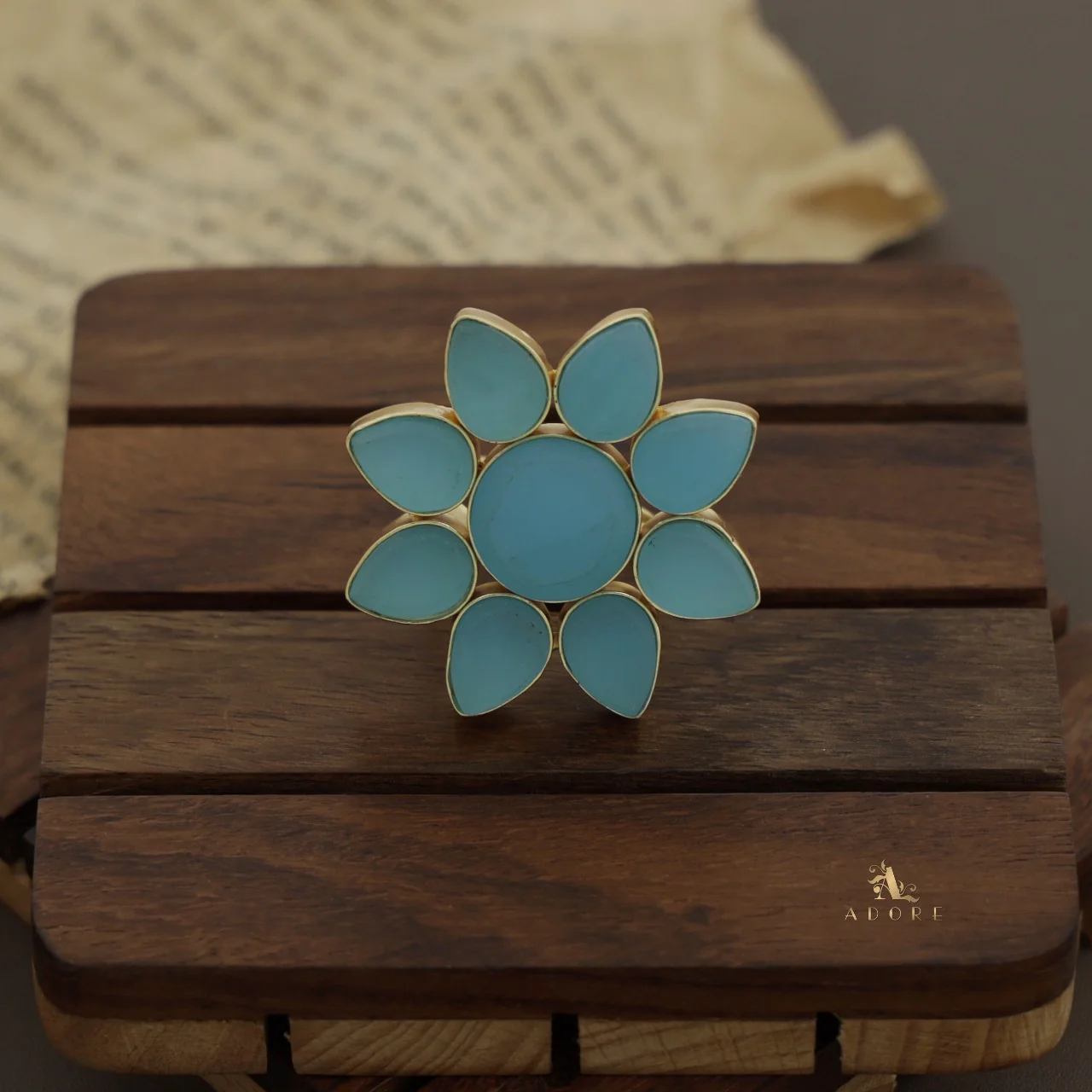 8 Petal Raw Stone Ring (Colour Option) - Image 22