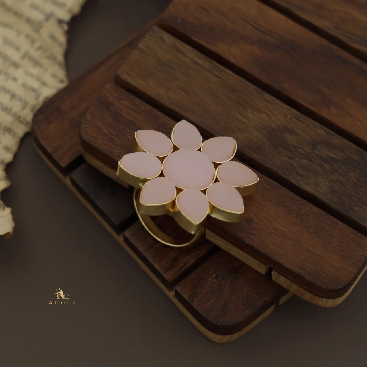 8 Petal Raw Stone Ring (Colour Option) - Image 27