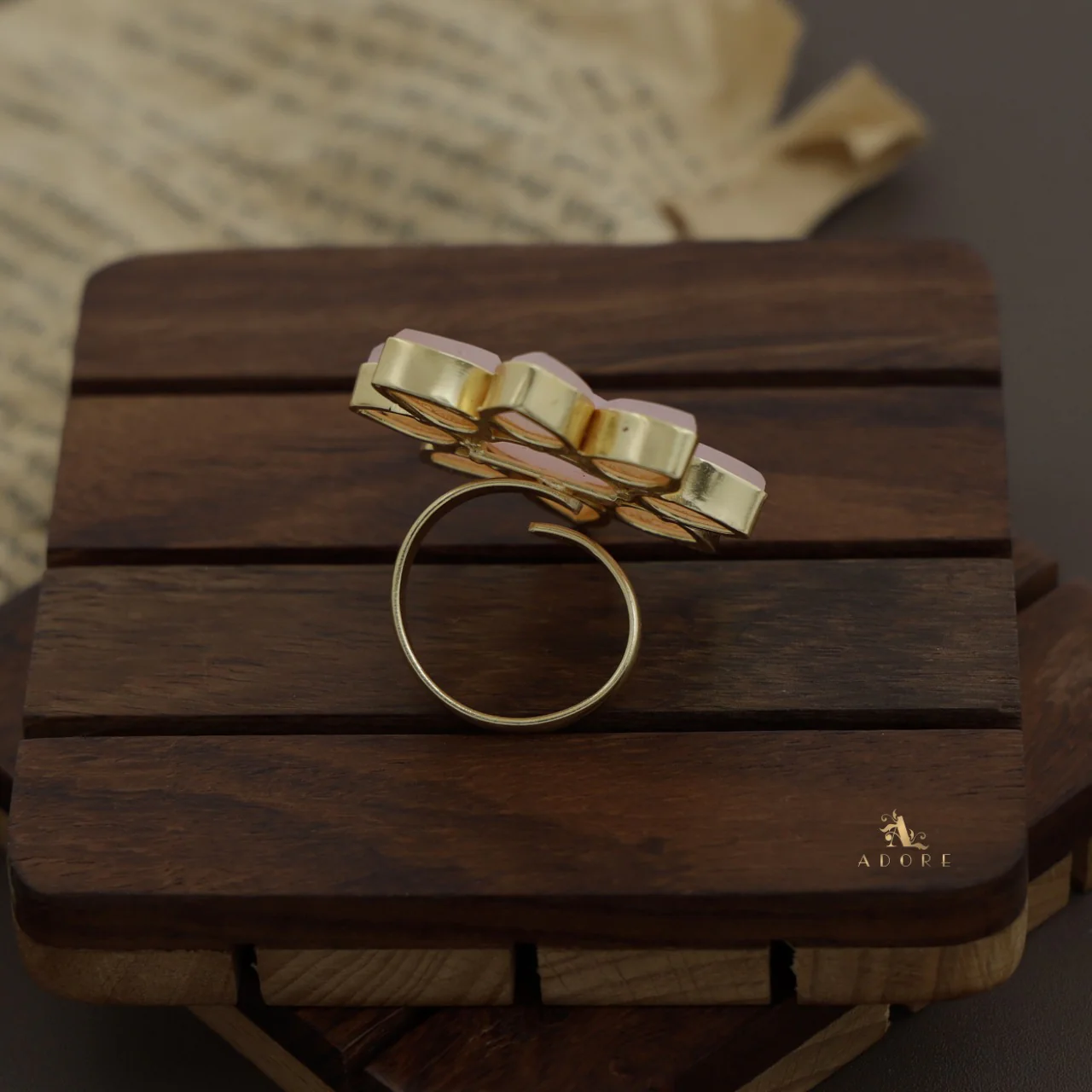 8 Petal Raw Stone Ring (Colour Option) - Image 28