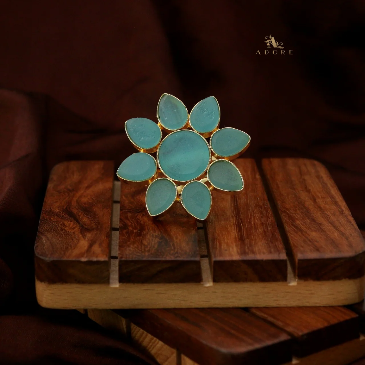 8 Petal Raw Stone Ring (Colour Option) - Image 29