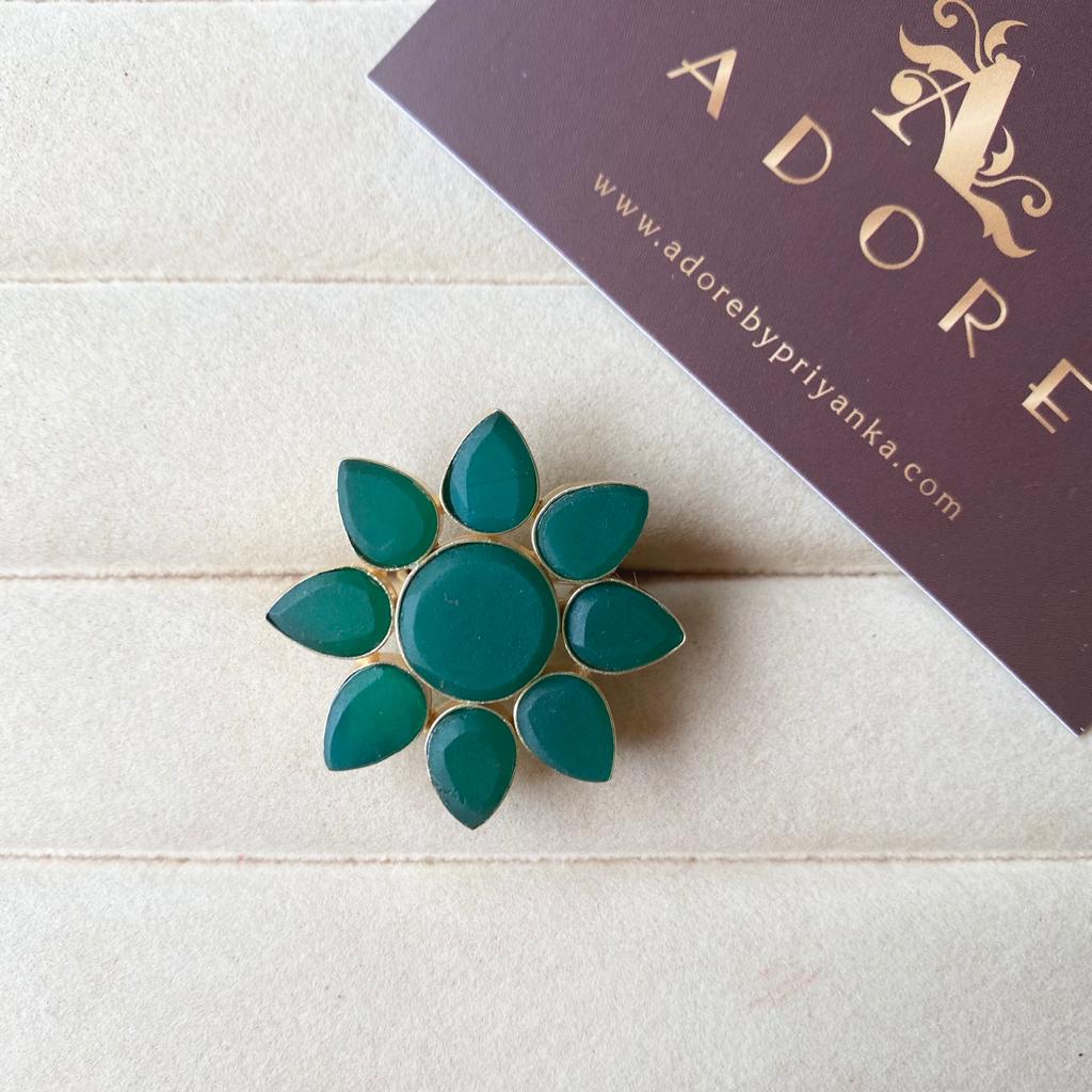 8 Petal Raw Stone Ring (Colour Option) - Image 3