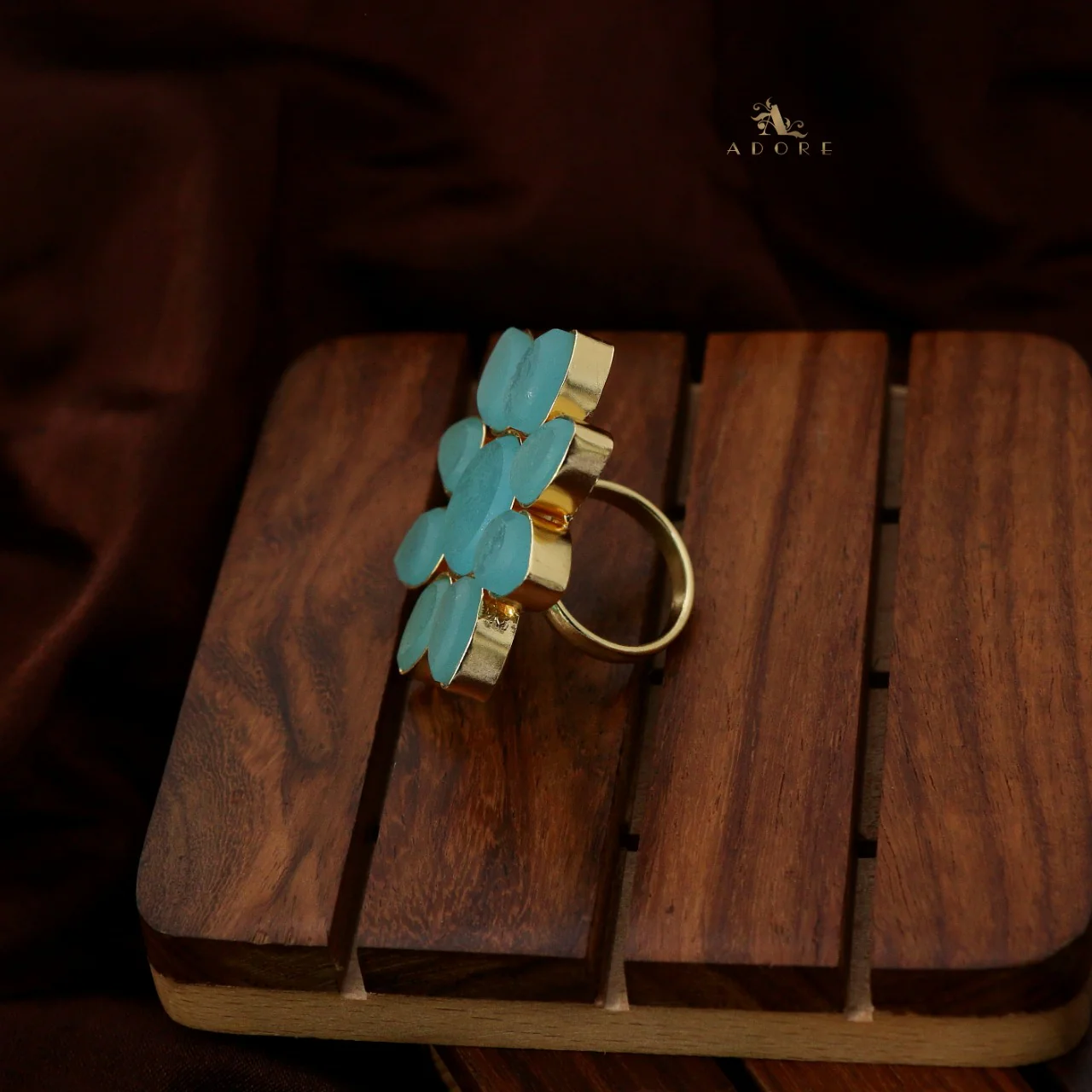 8 Petal Raw Stone Ring (Colour Option) - Image 30