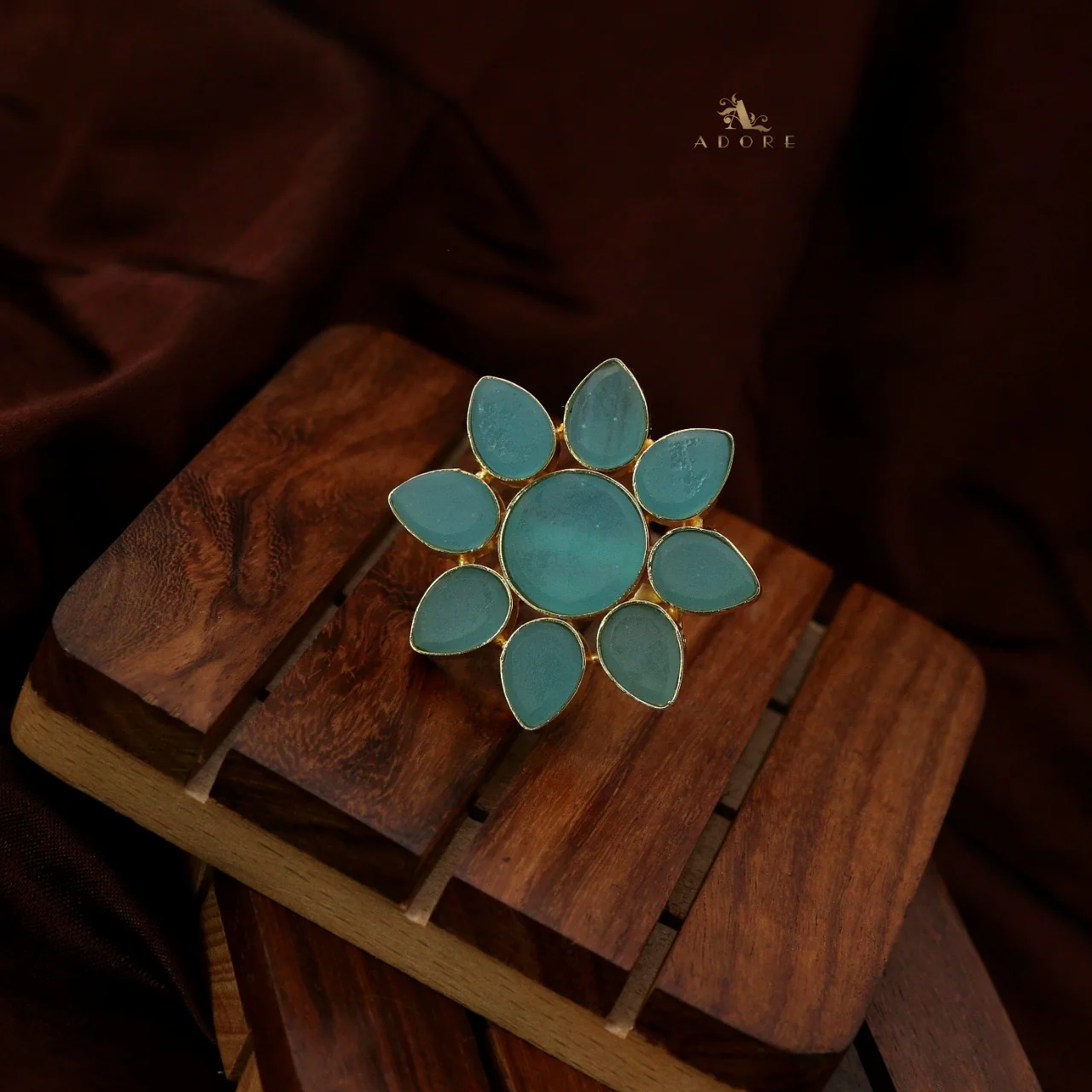 8 Petal Raw Stone Ring (Colour Option) - Image 31
