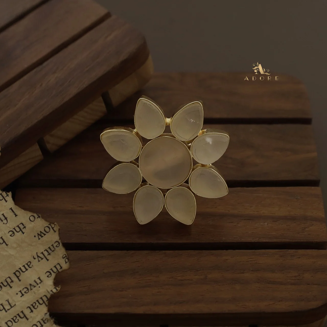 8 Petal Raw Stone Ring (Colour Option) - Image 32