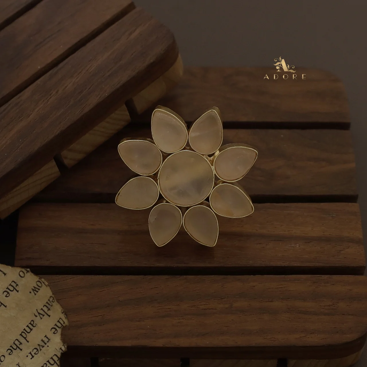 8 Petal Raw Stone Ring (Colour Option) - Image 33