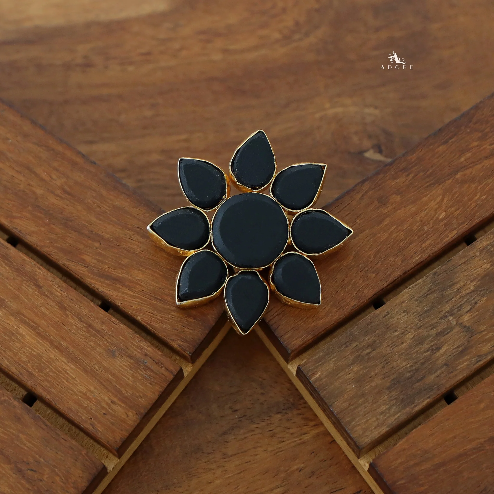 8 Petal Raw Stone Ring (Colour Option) - Image 4