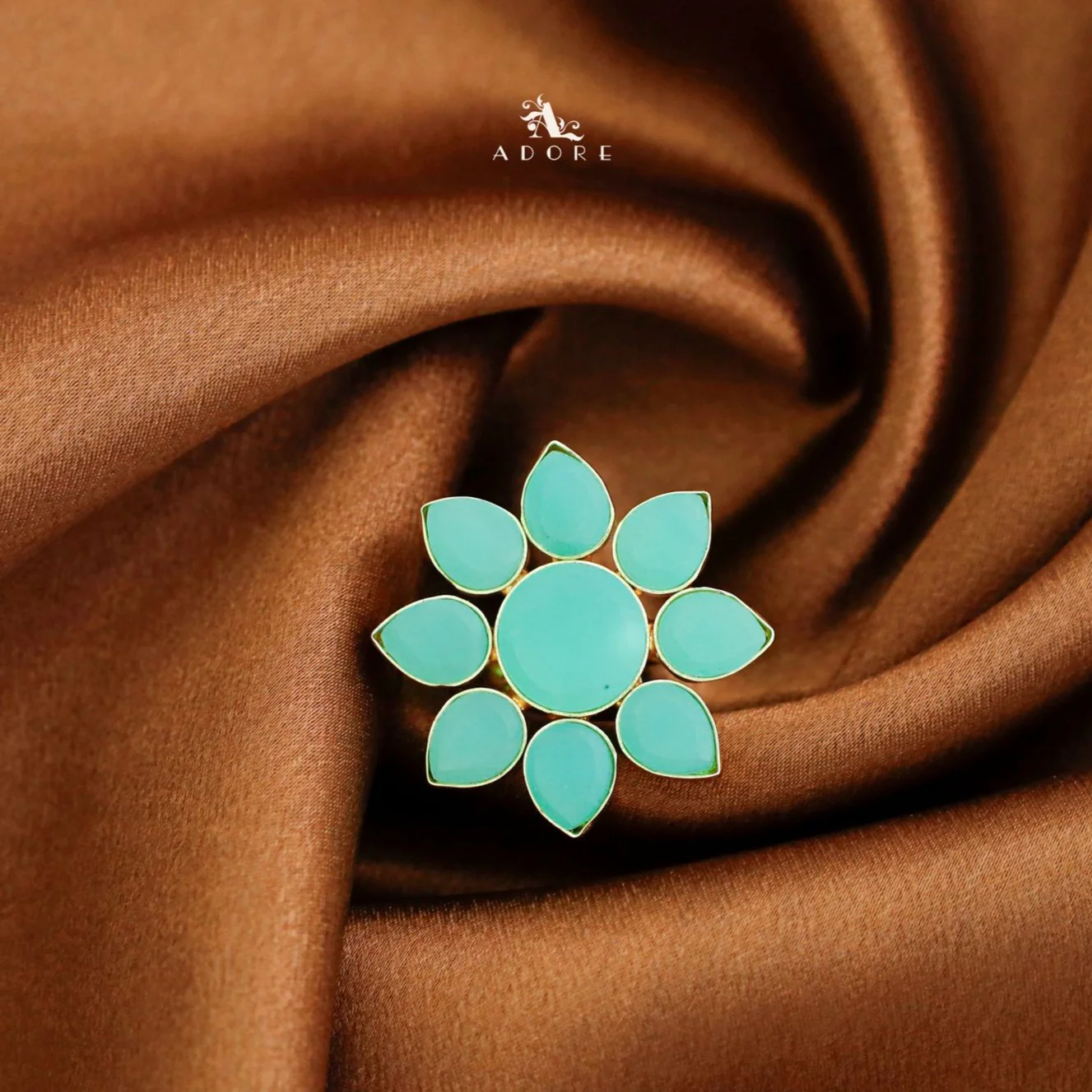 8 Petal Raw Stone Ring (Colour Option) - Image 40