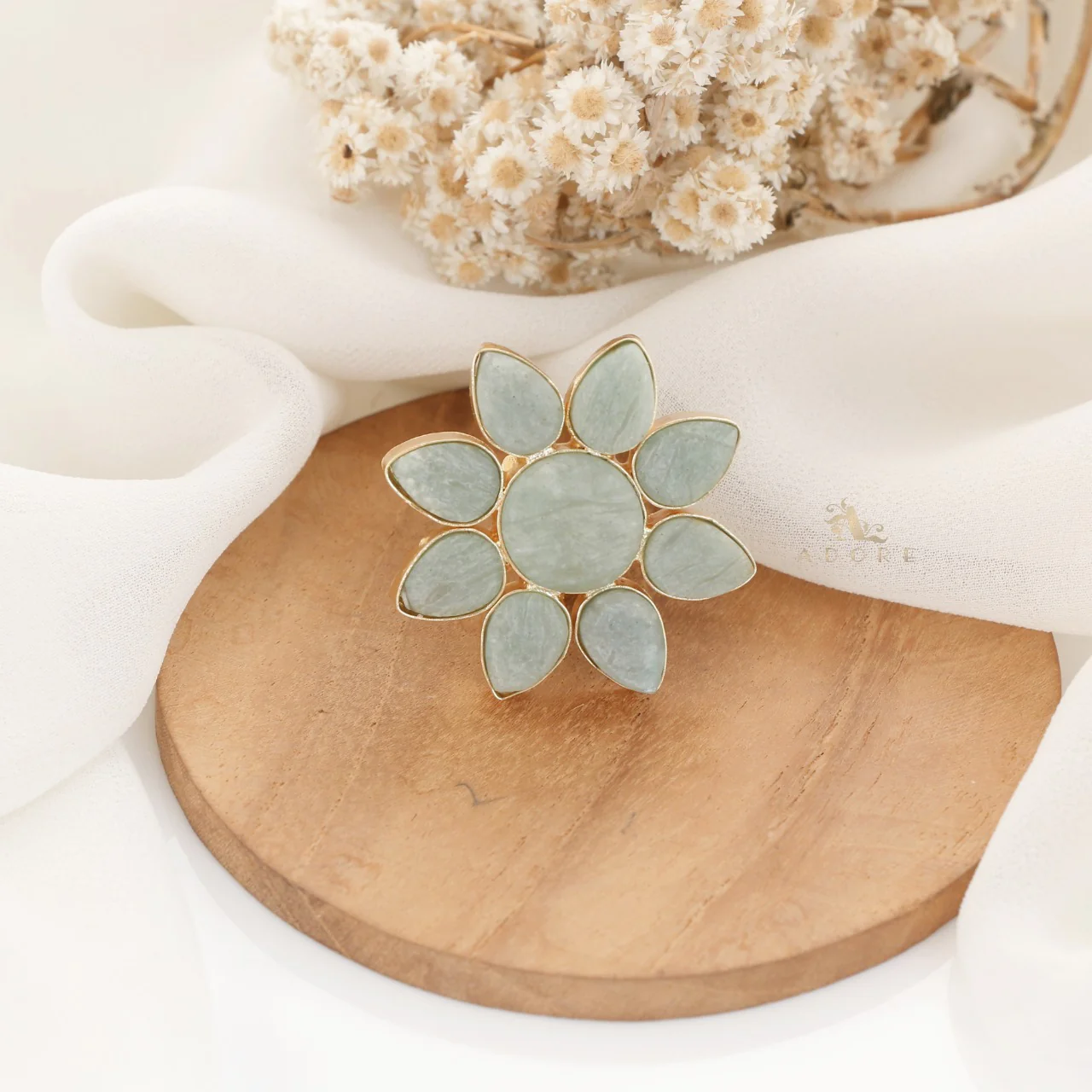 8 Petal Raw Stone Ring (Colour Option) - Image 41